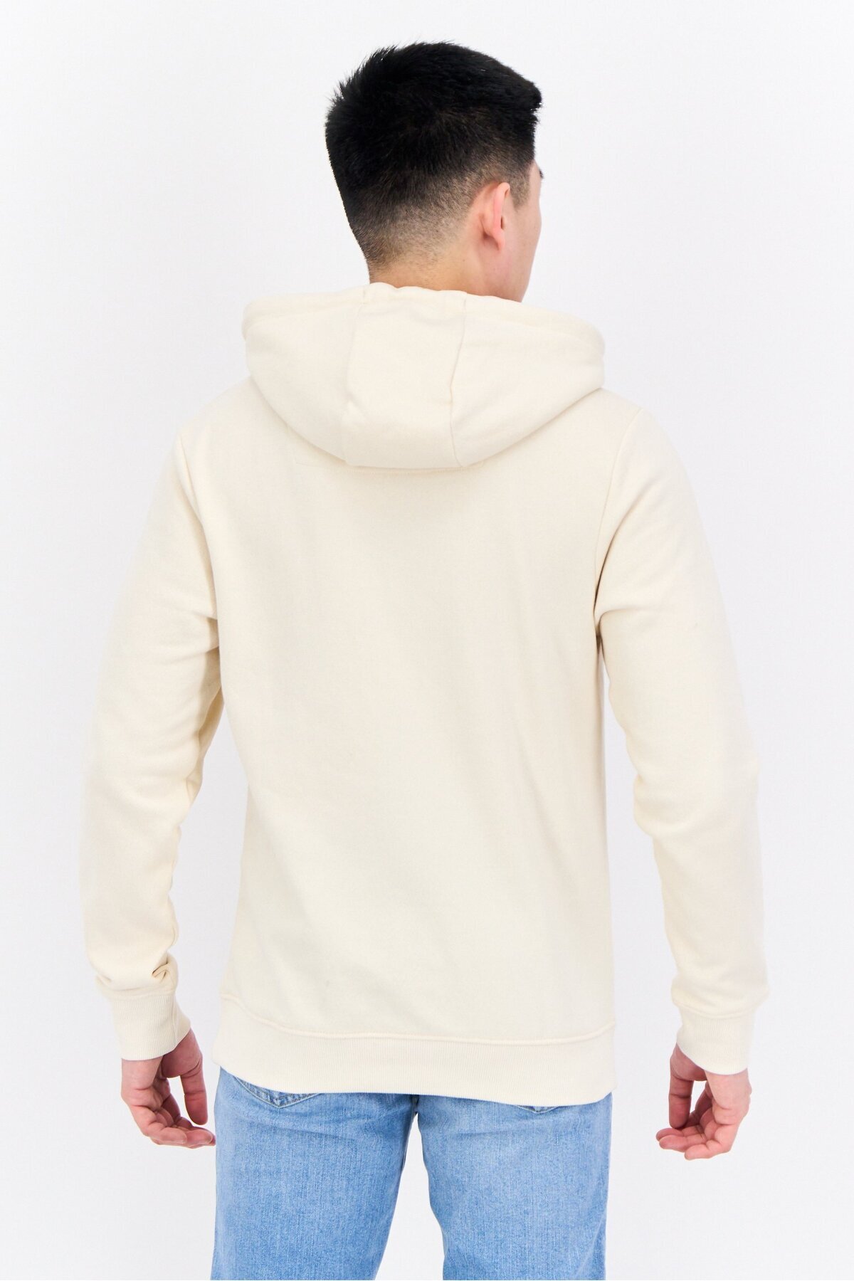 Threadbare-Men Hooded Plain Long Sleeves Hoodies, Ivory 3