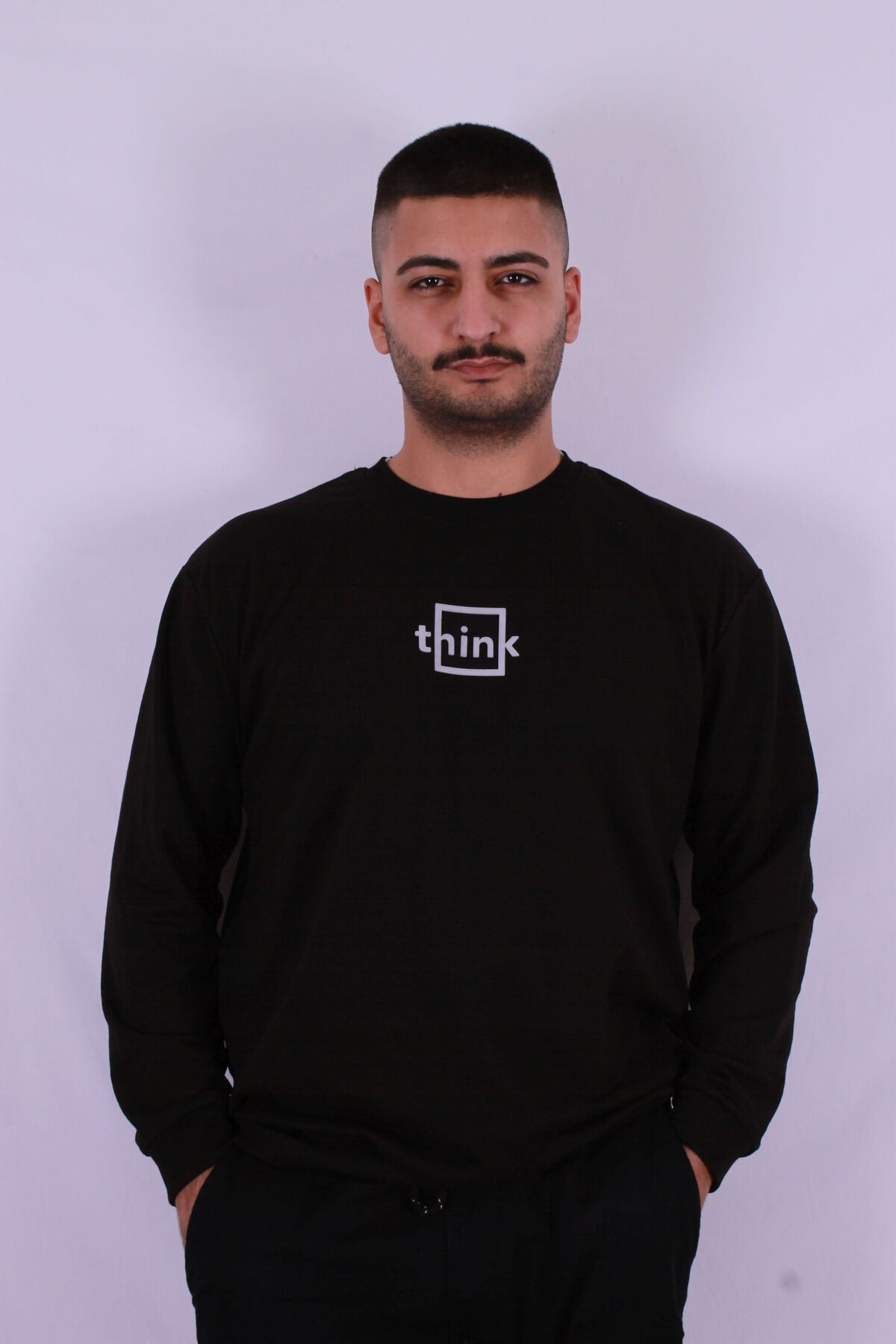 trender Thınk Baskı O Yaka Siyah Erkek Sweatshirt