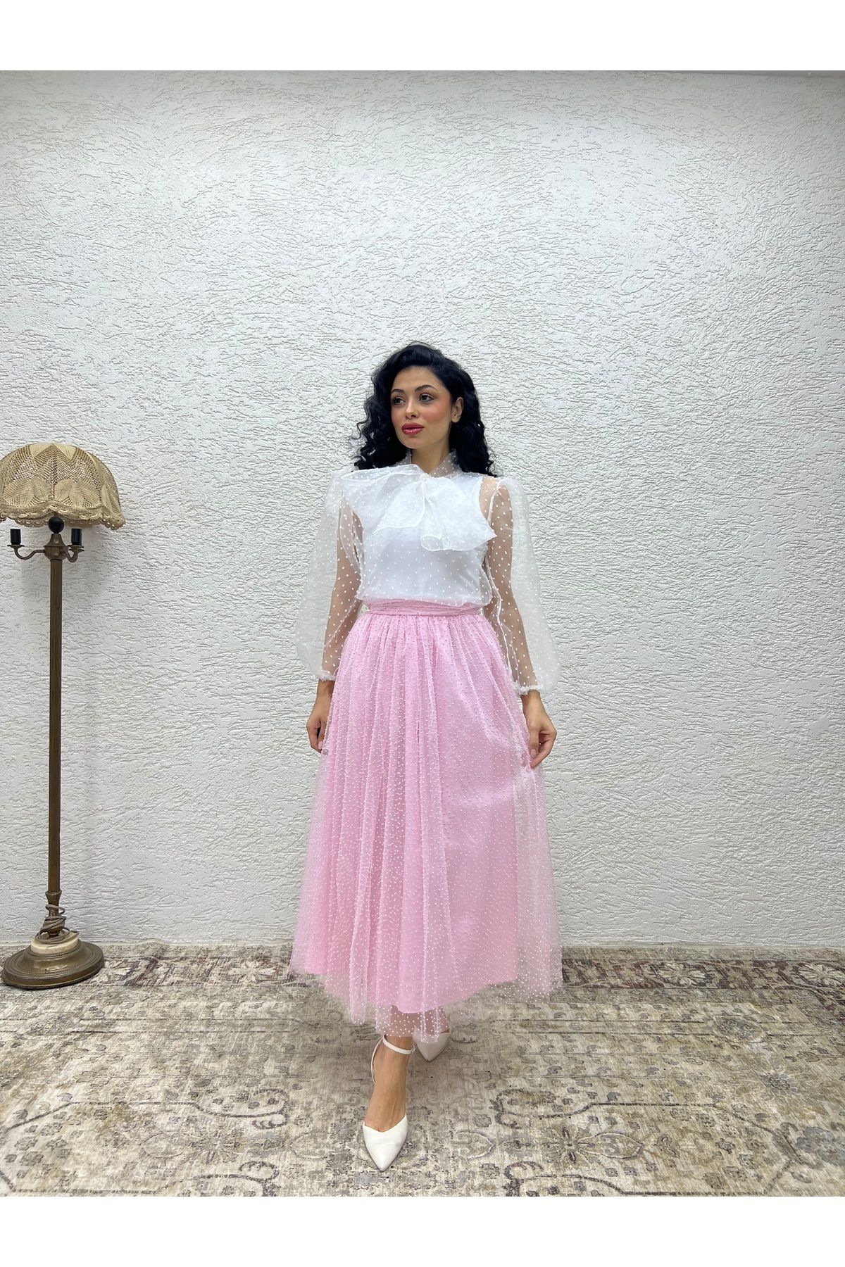 KÜÇÜĞÜM BUTİK-Pink Tulle Glitter Skirt 2