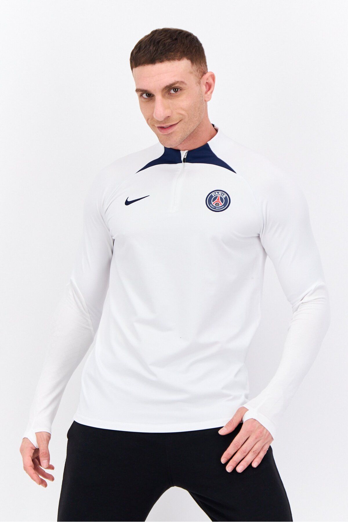 Nike-Men Slim Fit Long Sleeves Training Jersey, White 1