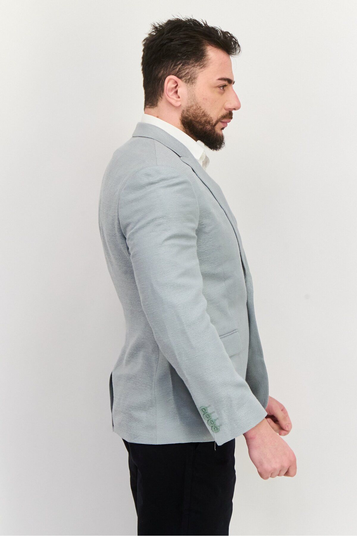 Asos Design-Men Slim Fit Metallic Suit Jacket, Silver 2