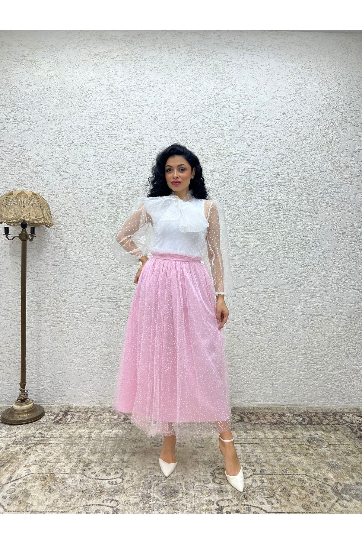 KÜÇÜĞÜM BUTİK-Pink Tulle Glitter Skirt 4