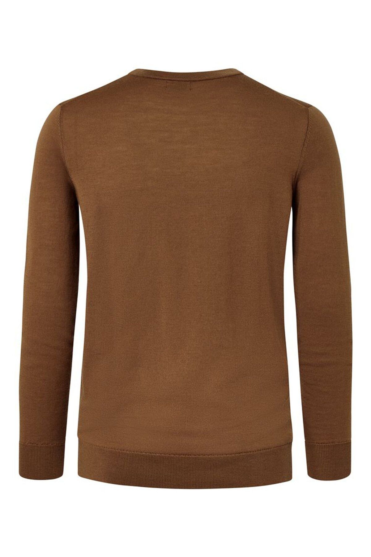 Tchibo-Men Crew Neck Long Sleeve Knitted Sweater, Brown 3