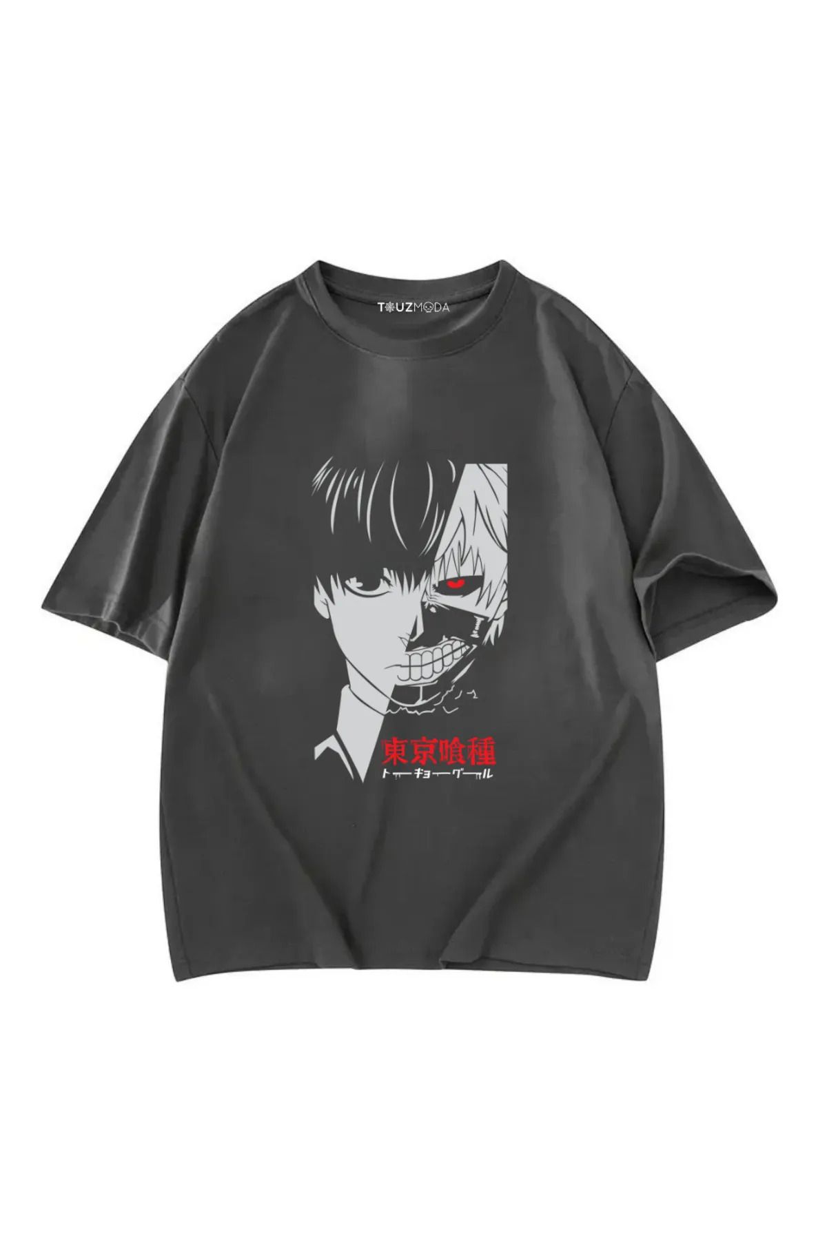 BİQ & TAQ BUTİK Anime Tokyo Ghoul Baskılı Unisex Oversize T-Shirt