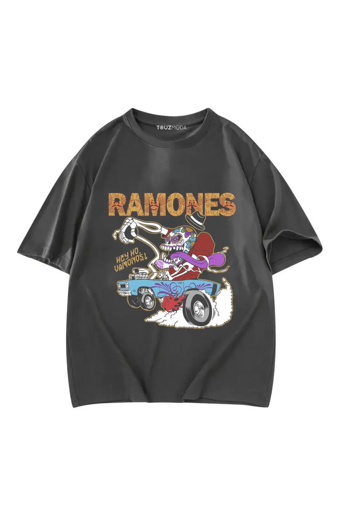 BİQ & TAQ BUTİK Rock Serisi Ramones Baskılı Unisex Oversize T-Shirt