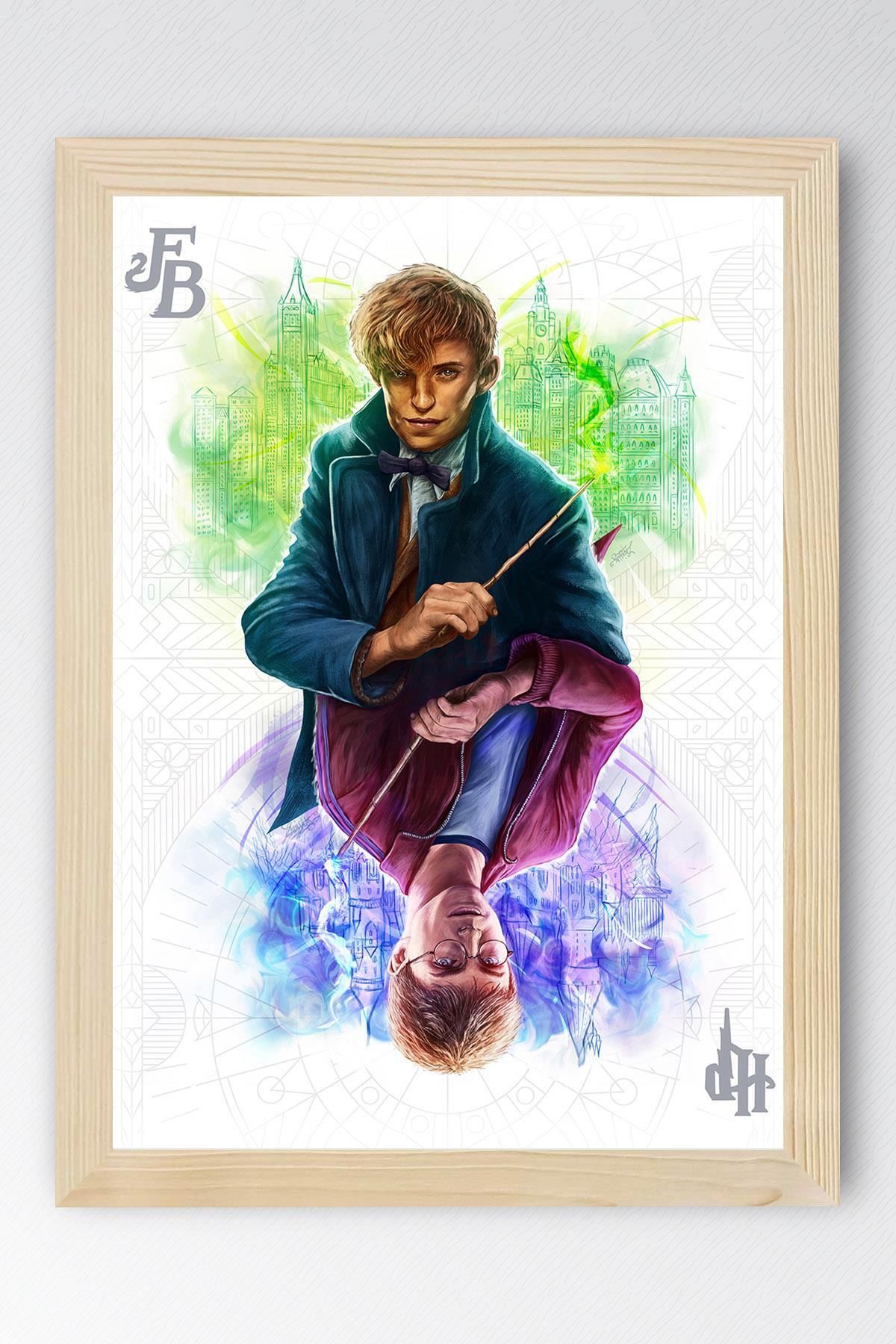 Saturn Harry Potter ve Newt Scamander Çerçeveli Tablo - Film Posteri Tablo