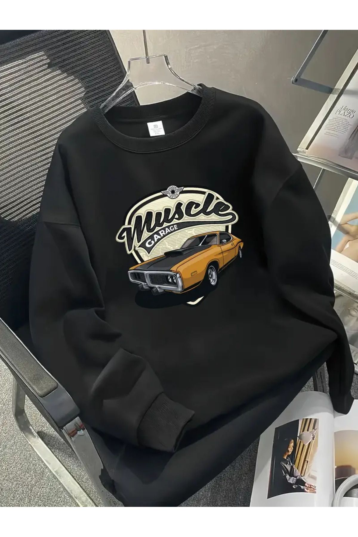 Guillermo Erkek Vintage Araba Baskılı Sweatshirt, Konforlu ve Şık, XS-7XL