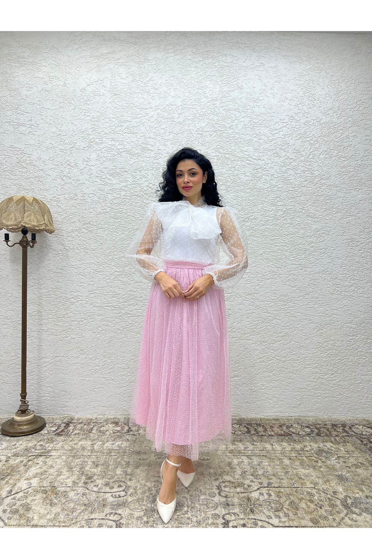 KÜÇÜĞÜM BUTİK-Pink Tulle Glitter Skirt 5