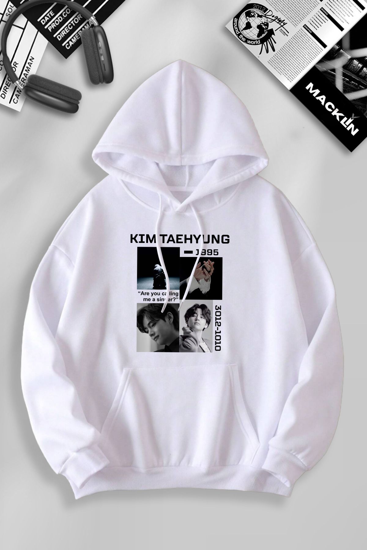 darkopia Unisex Kadın Erkek Kim Taehyung Baskılı Kapüşonlu Basic Sweatshirt