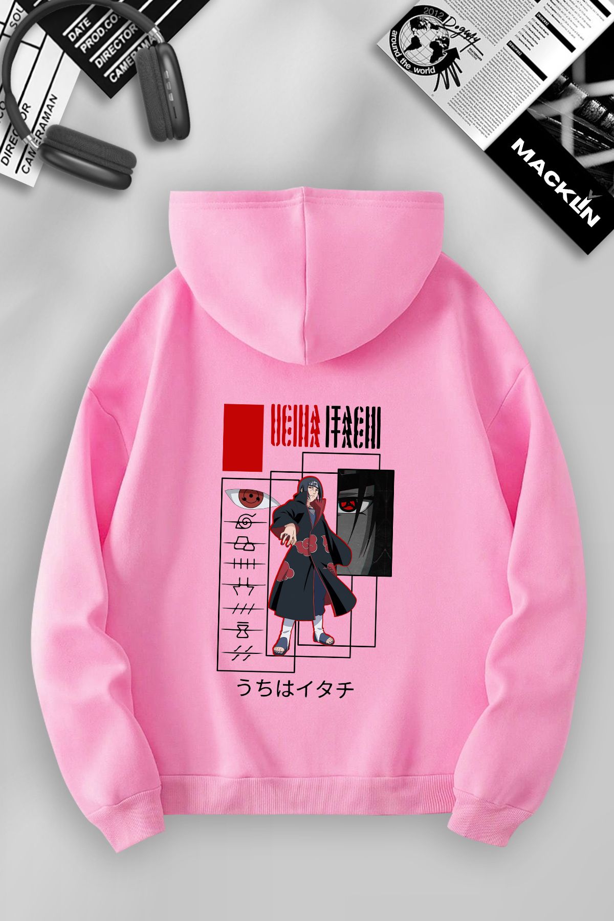 darkopia Unisex Kadın Erkek Uchiha İtachi Baskılı Kapüşonlu Basic Sweatshirt