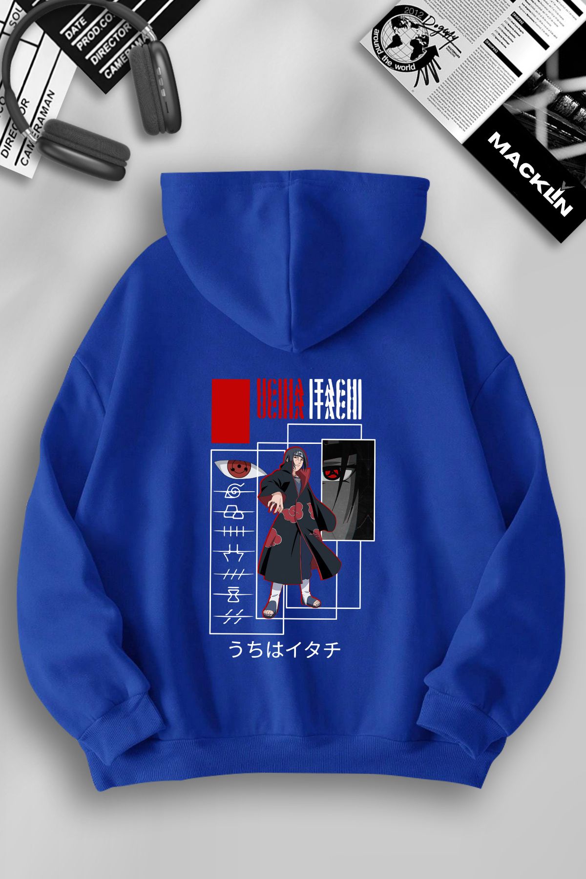 darkopia Unisex Kadın Erkek Uchiha İtachi Baskılı Kapüşonlu Basic Sweatshirt