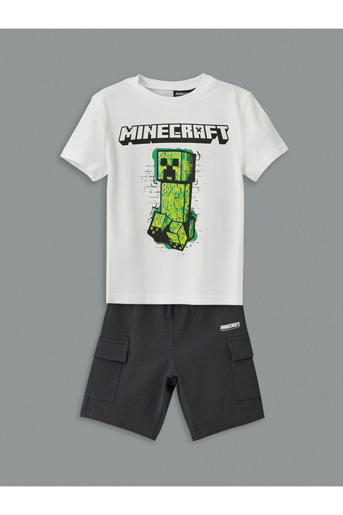 LC Waikiki Yeni Sezon Minecraft Baskili Erkek Cocuk Tisort ve Sort 2'li - S5DD25Z1