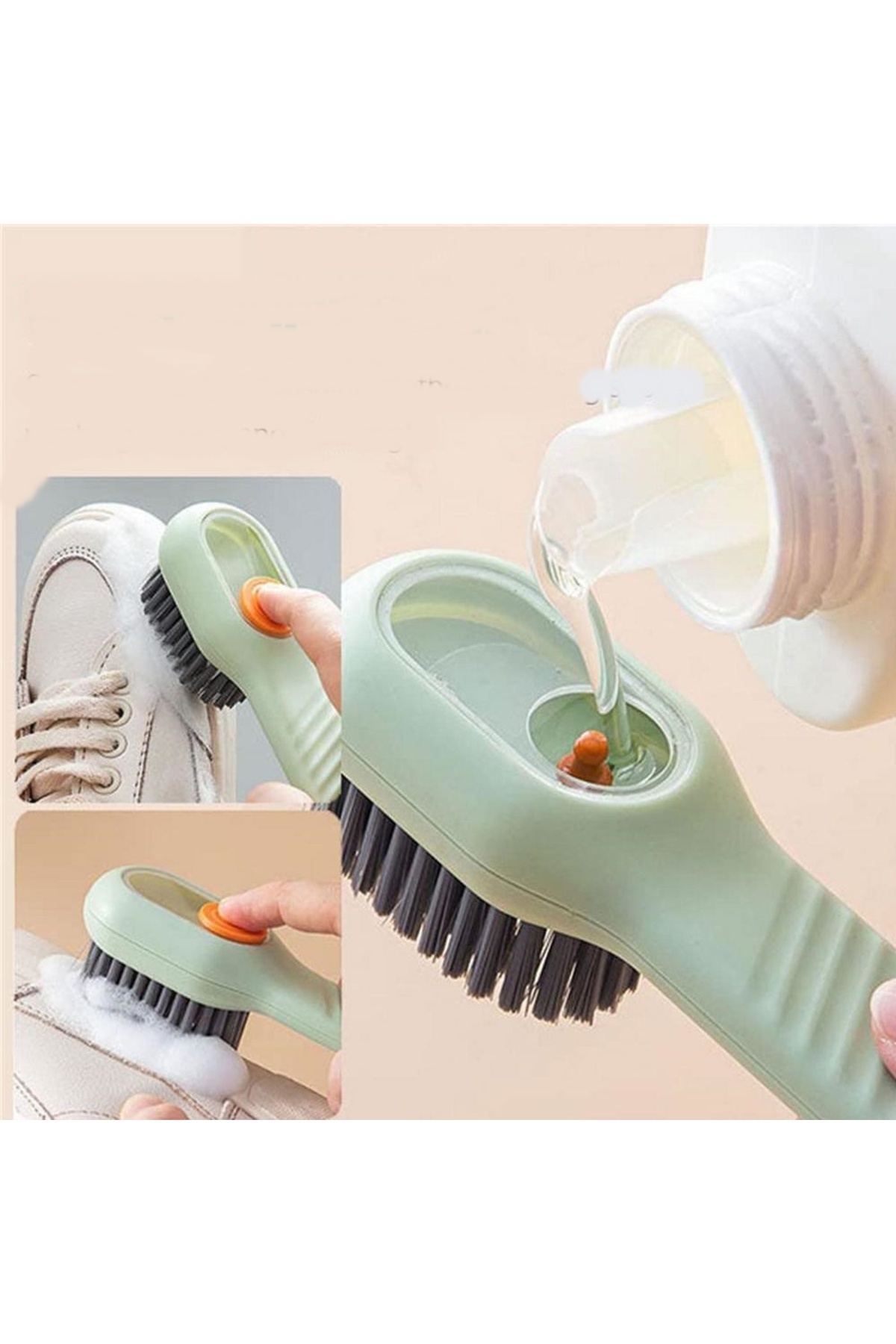 doremodam-Suede Boots Nubuck Shoe Cleaning Brush with Detergent Tank Kitchen Bathroom Brush 3