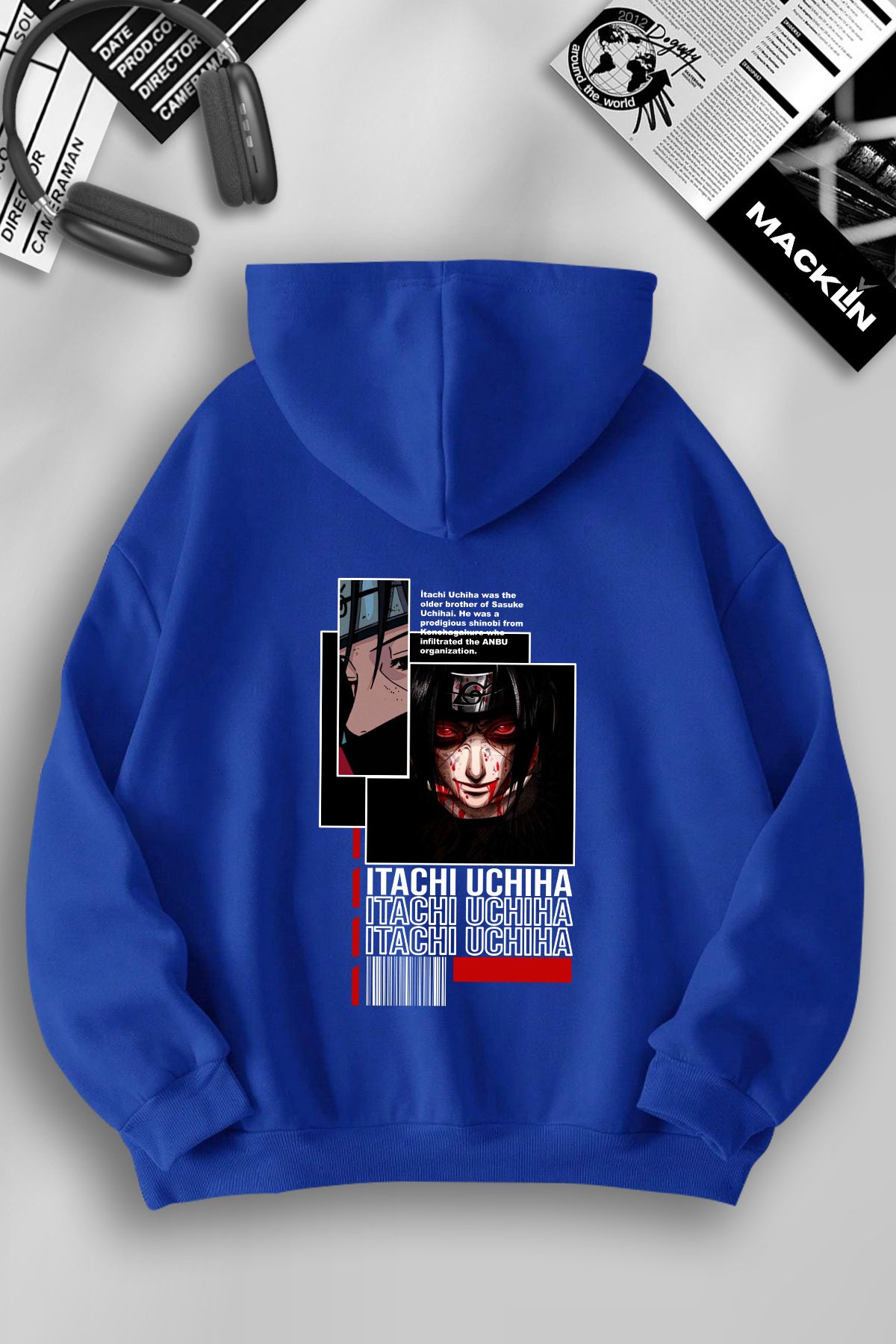 darkopia Unisex Kadın Erkek Uchiha Baskılı Kapüşonlu Basic Sweatshirt