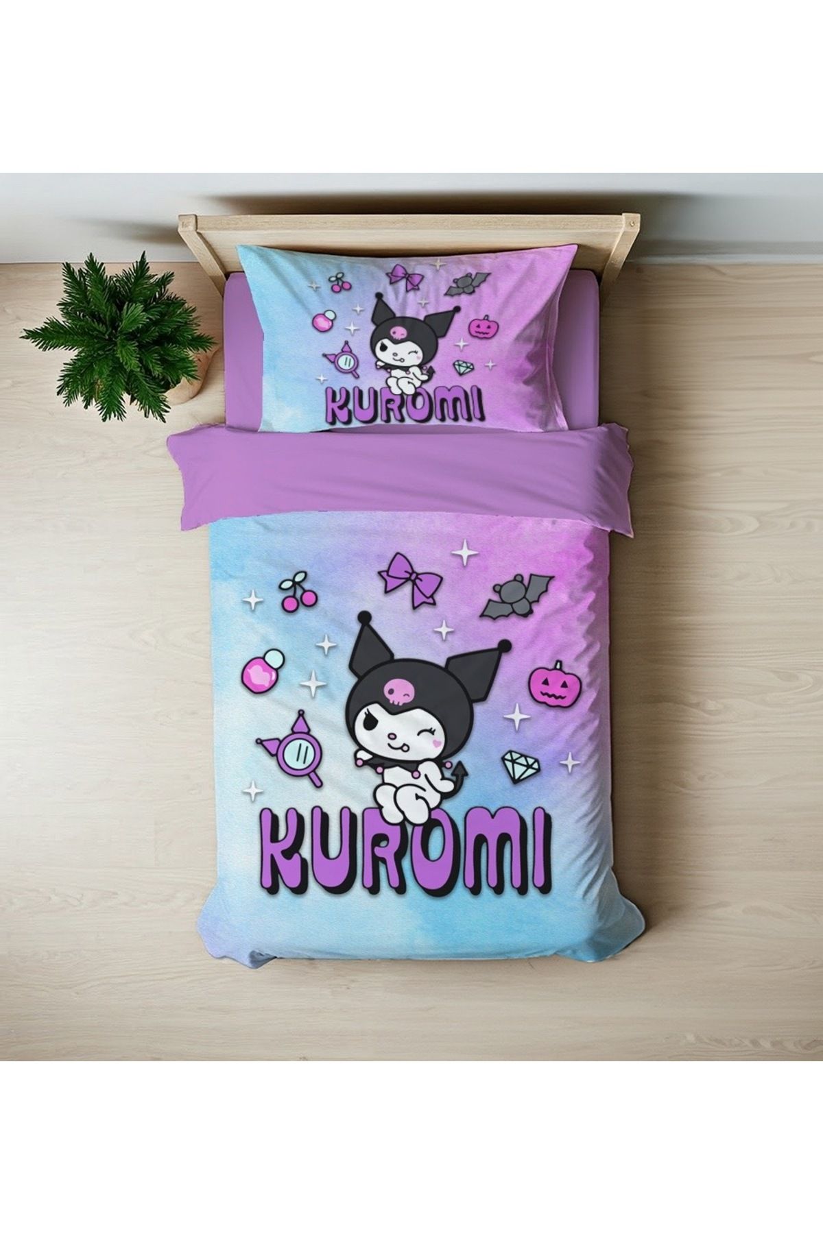 Home-Single Duvet Cover Set Kuromi Printed Set 2