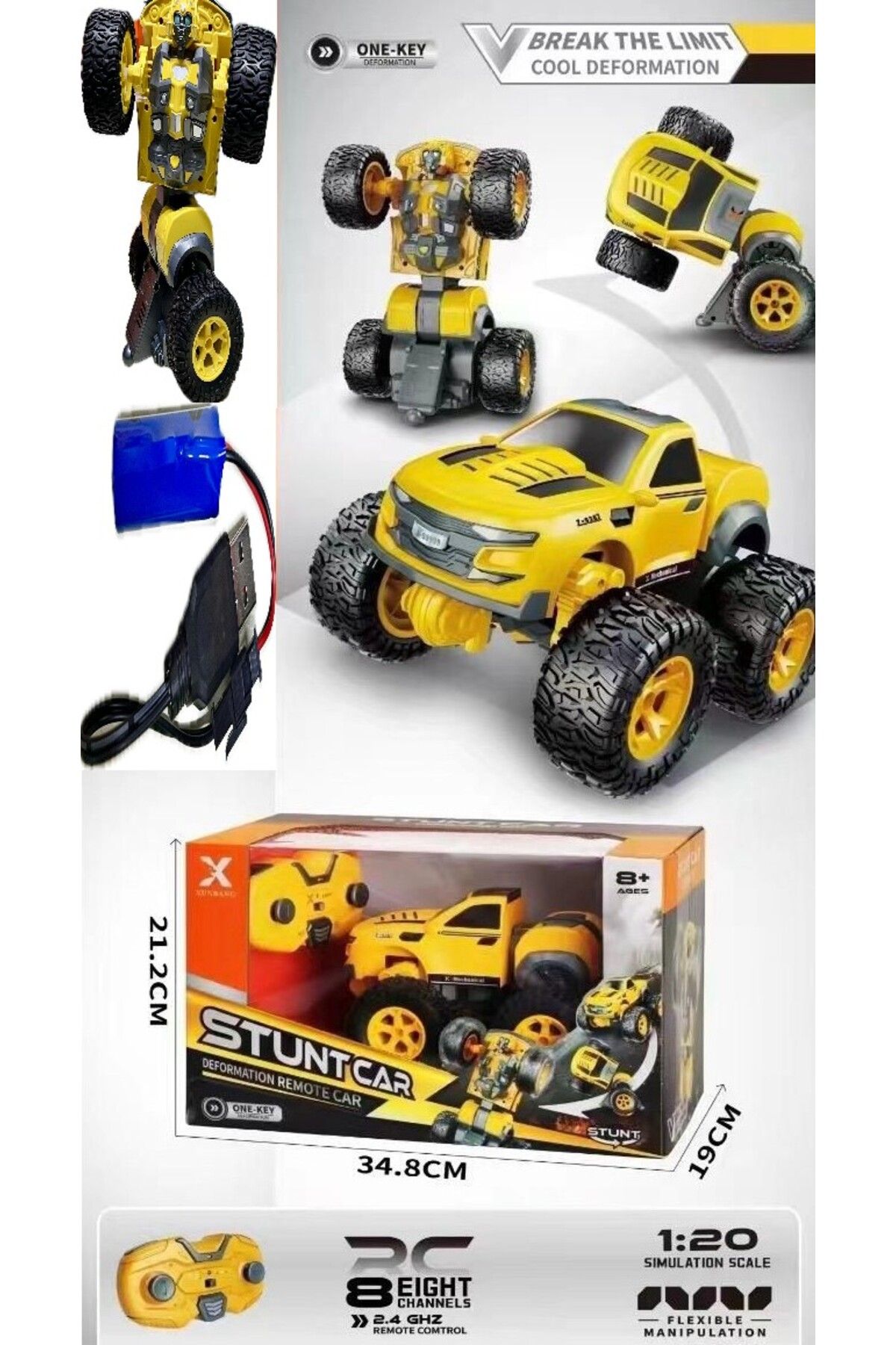 Retoys Transformers Optimus Prime Bumblebe Robota Dönüşen Uzaktan Kumandalı Işıklı Sesli Araba Oyuncak