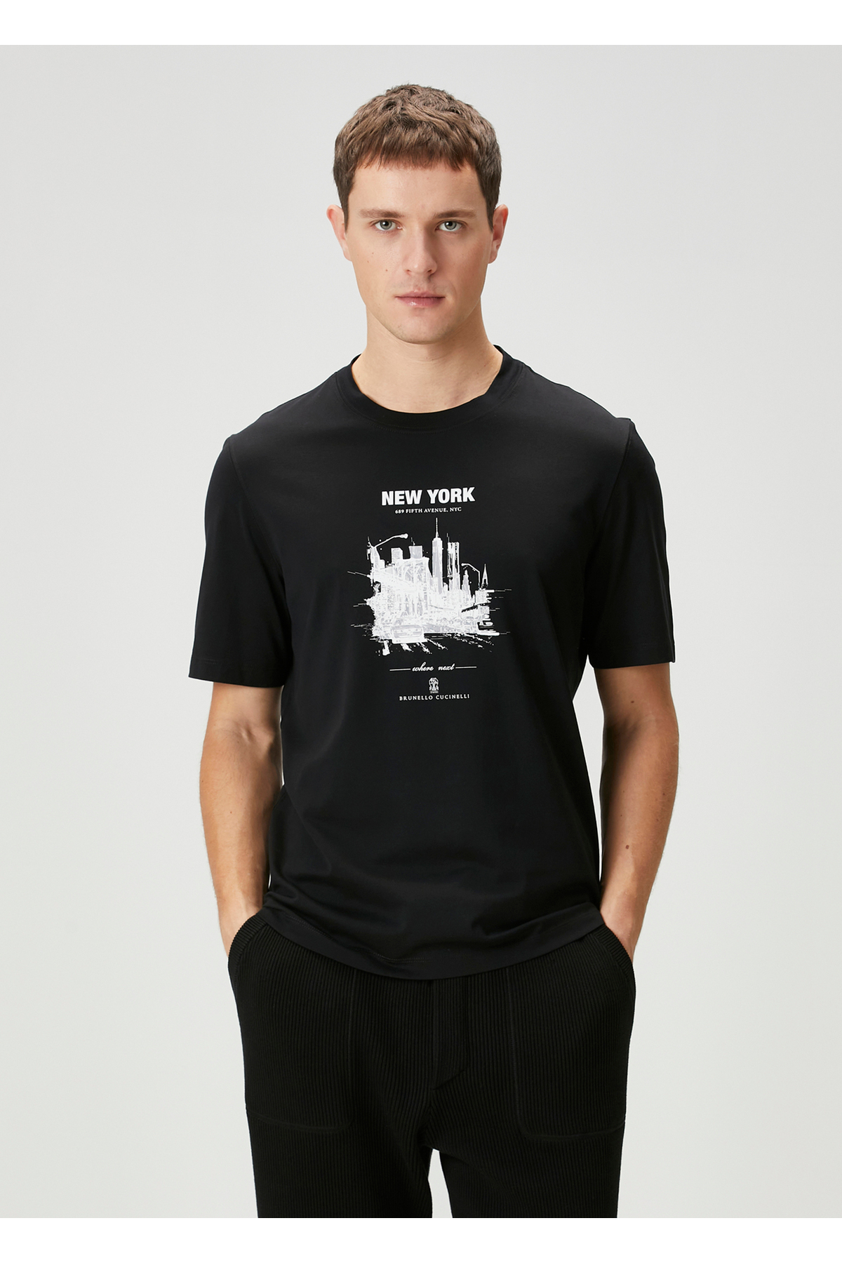 Brunello Cucinelli Siyah Şehir Baskılı T-shirt Beden: XXL - Fiyatı