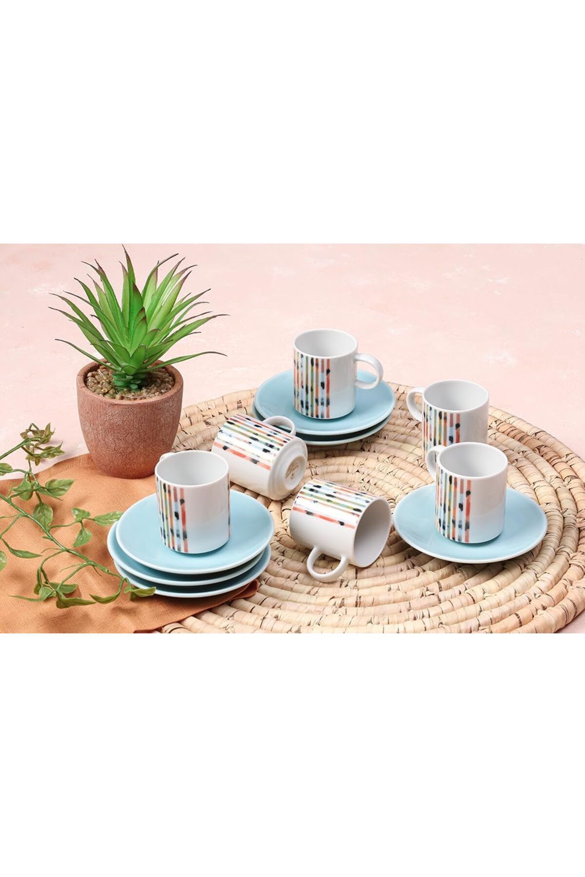 STOREMAX cmllashop Carnival Turkuaz 6 Kişilik Kahve Takımı 90cc 542093