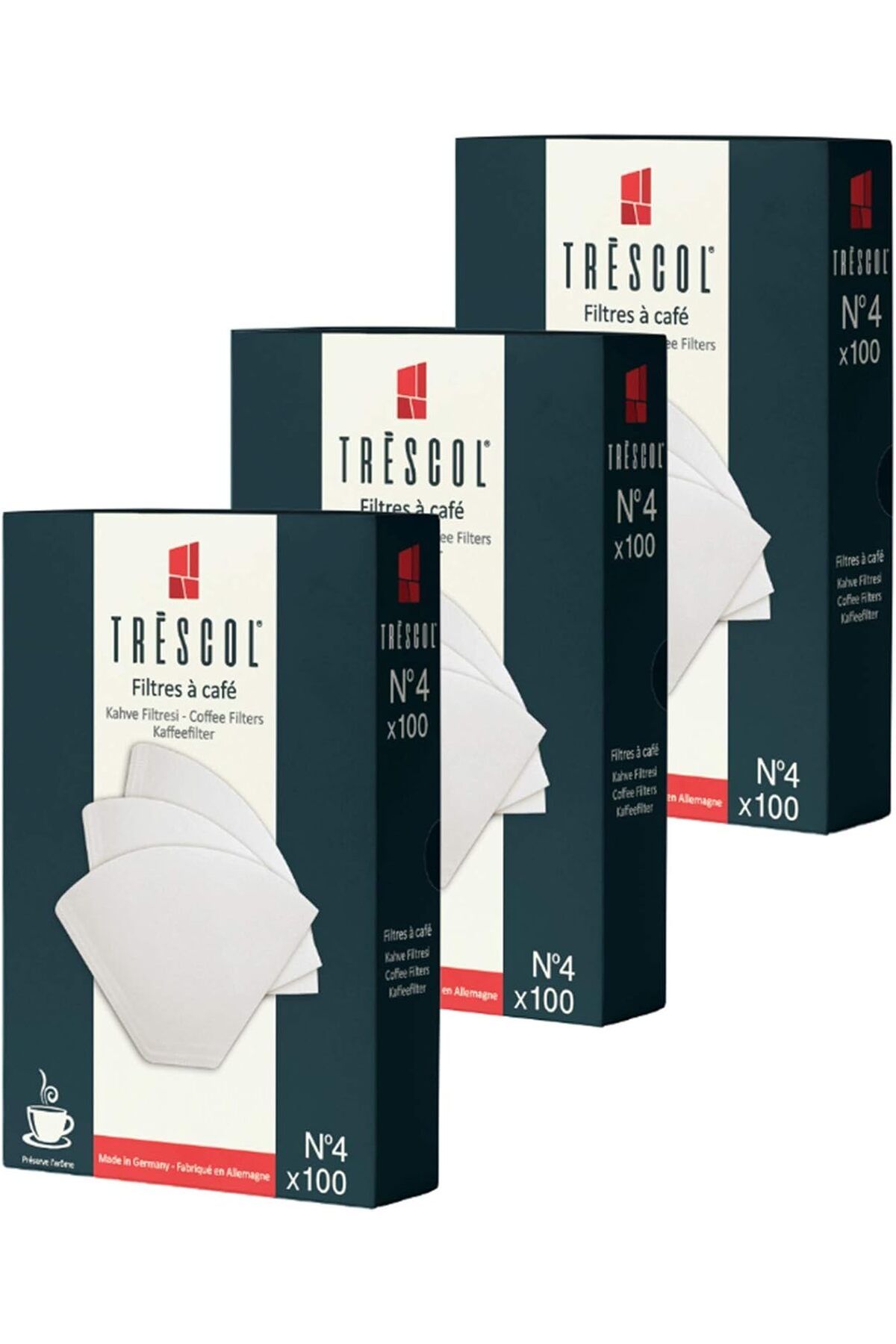 MCreative Kahve Filtresi 4 Numara (büyük Boy) Beyaz Kağıt 3x100 300'lü Paket