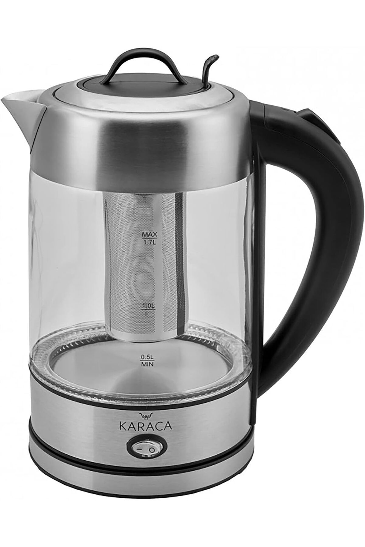 STOREMAX sellbuystore Cam Inox Bitki Çayı Makinesi ve Su Isıtıcı Kettle 2202, 1.7L Kapasite, 2200W, Pasl