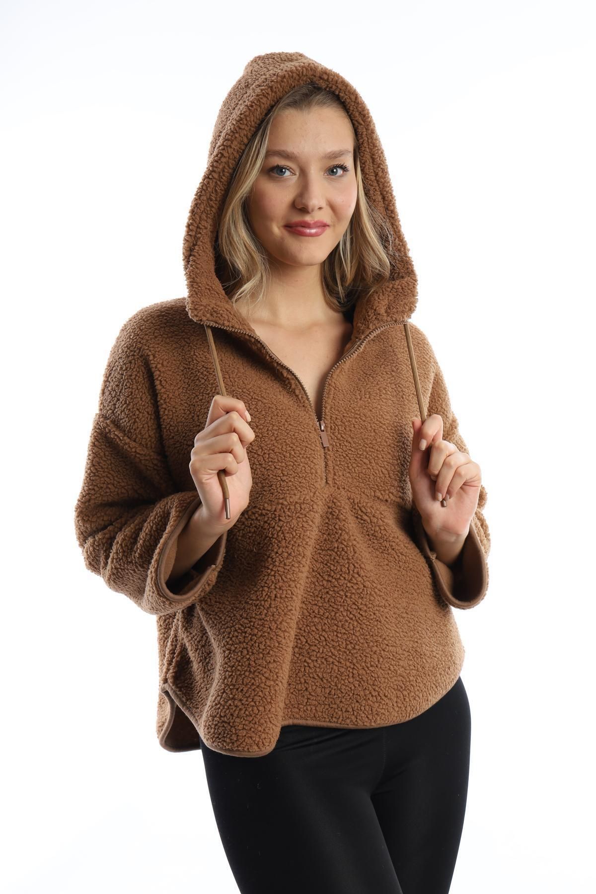 Polo State-Women's Hooded Plush Sweat Tobacco 4