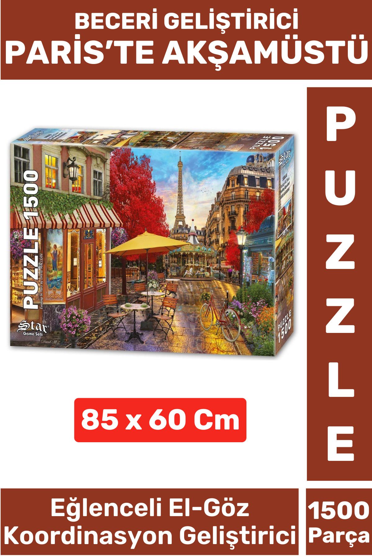 Wintoup Premium Eğlenceli El Göz Koordinasyon Hafıza Beceri Geliştirici 1500 Parça PUZZLE PARİS'TE AKŞAMÜSTÜ