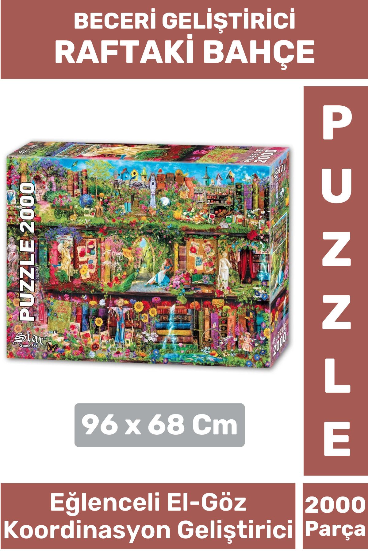 Wintoup Premium Eğlenceli El Göz Koordinasyon Hafıza Beceri Geliştirici 2000 Parça PUZZLE RAFTAKİ BAHÇE