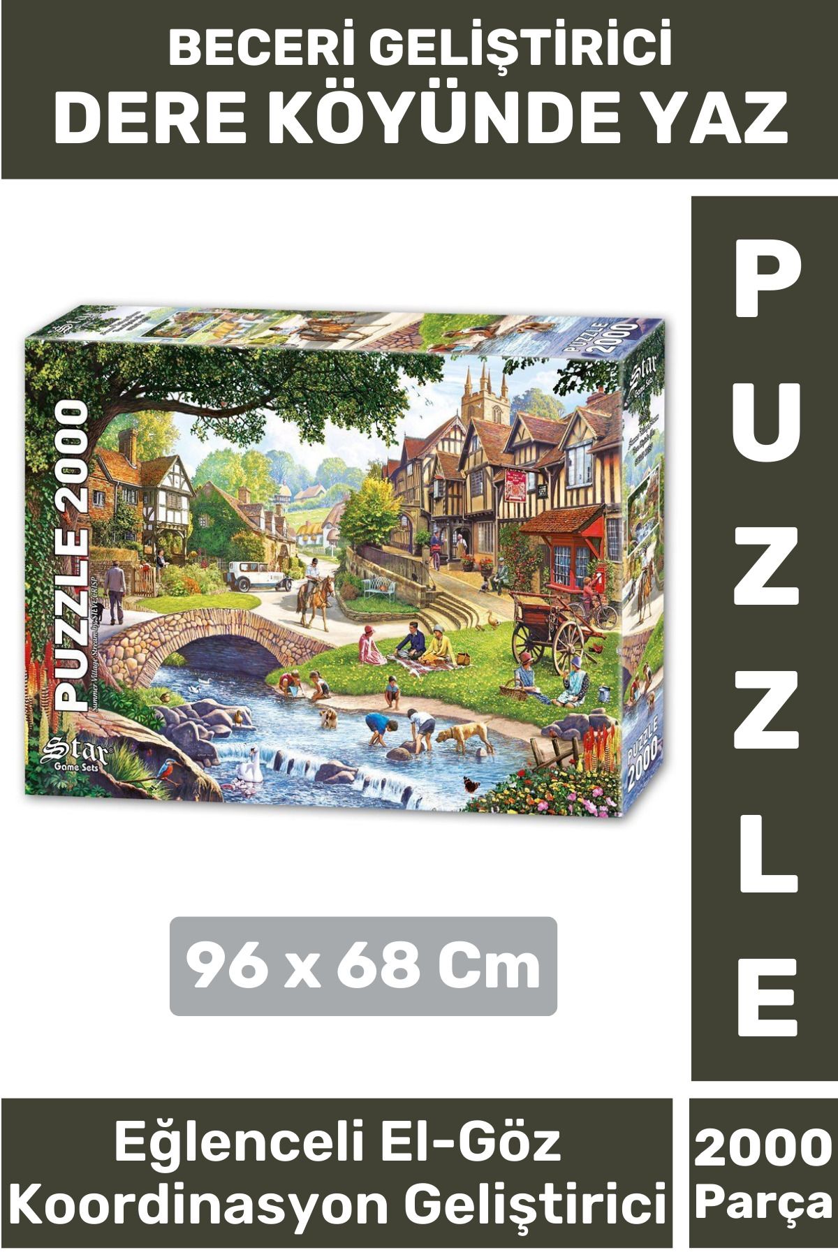 Wintoup Premium Eğlenceli El Göz Koordinasyon Hafıza Beceri Geliştirici 2000 Parça PUZZLE DERE KÖYÜNDE YAZ