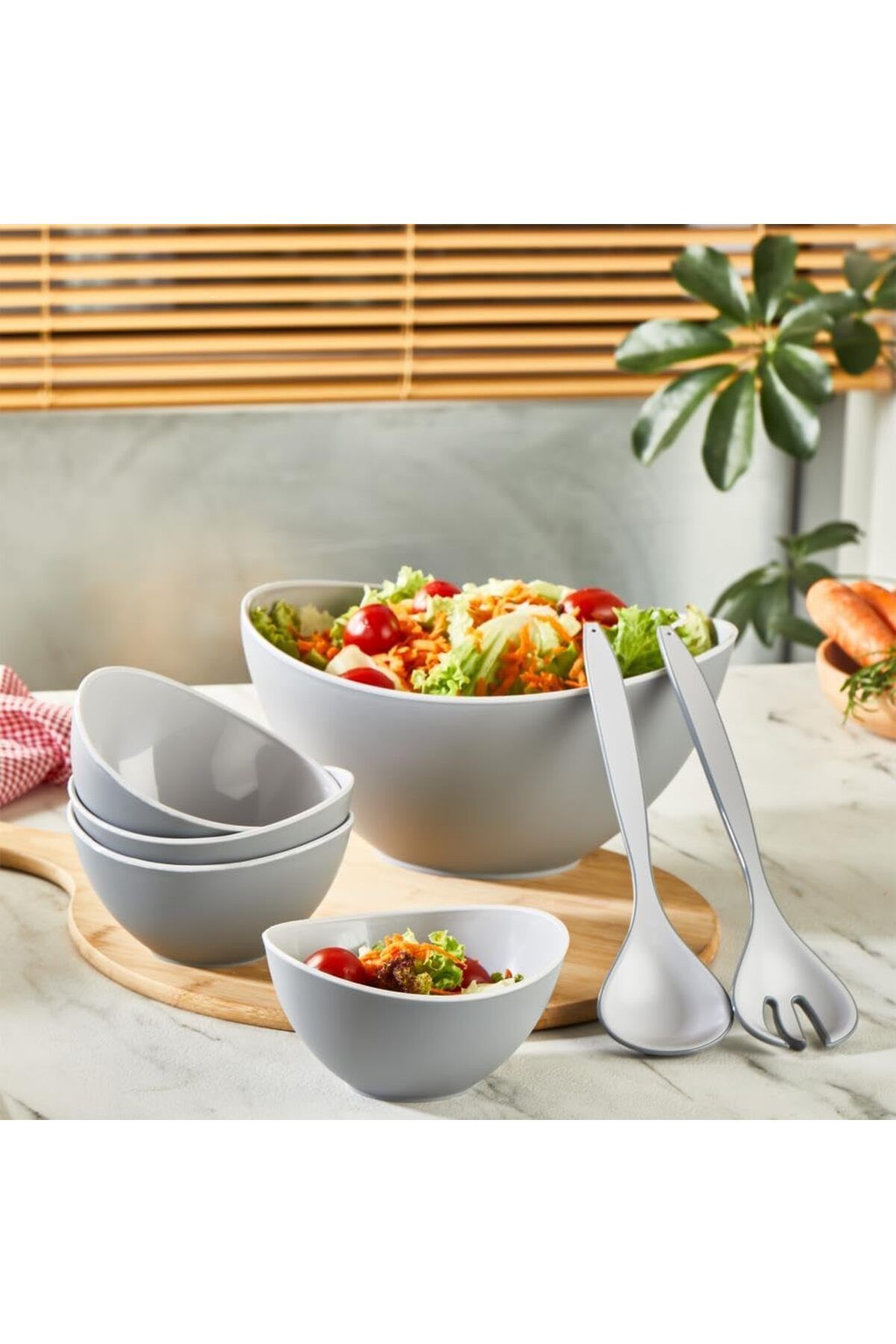 STOREMAX Life 7 Parça Gri Servis Sunum Salata Hazırlık Seti MIT1091 storestarx 1051353