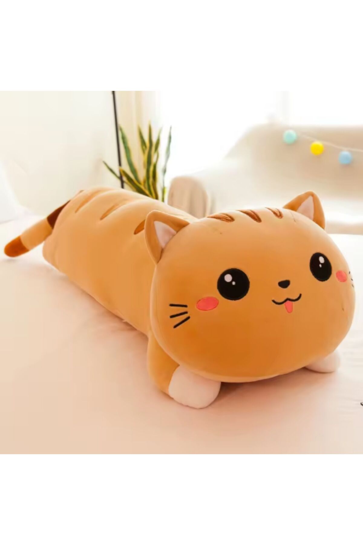 NUNU Uzun Kedi Yastık - Hediyelik Sarılma Yastığı - Uyku Arkadaşı - Hamile Yastığı Yumuşak Peluş 70 cm