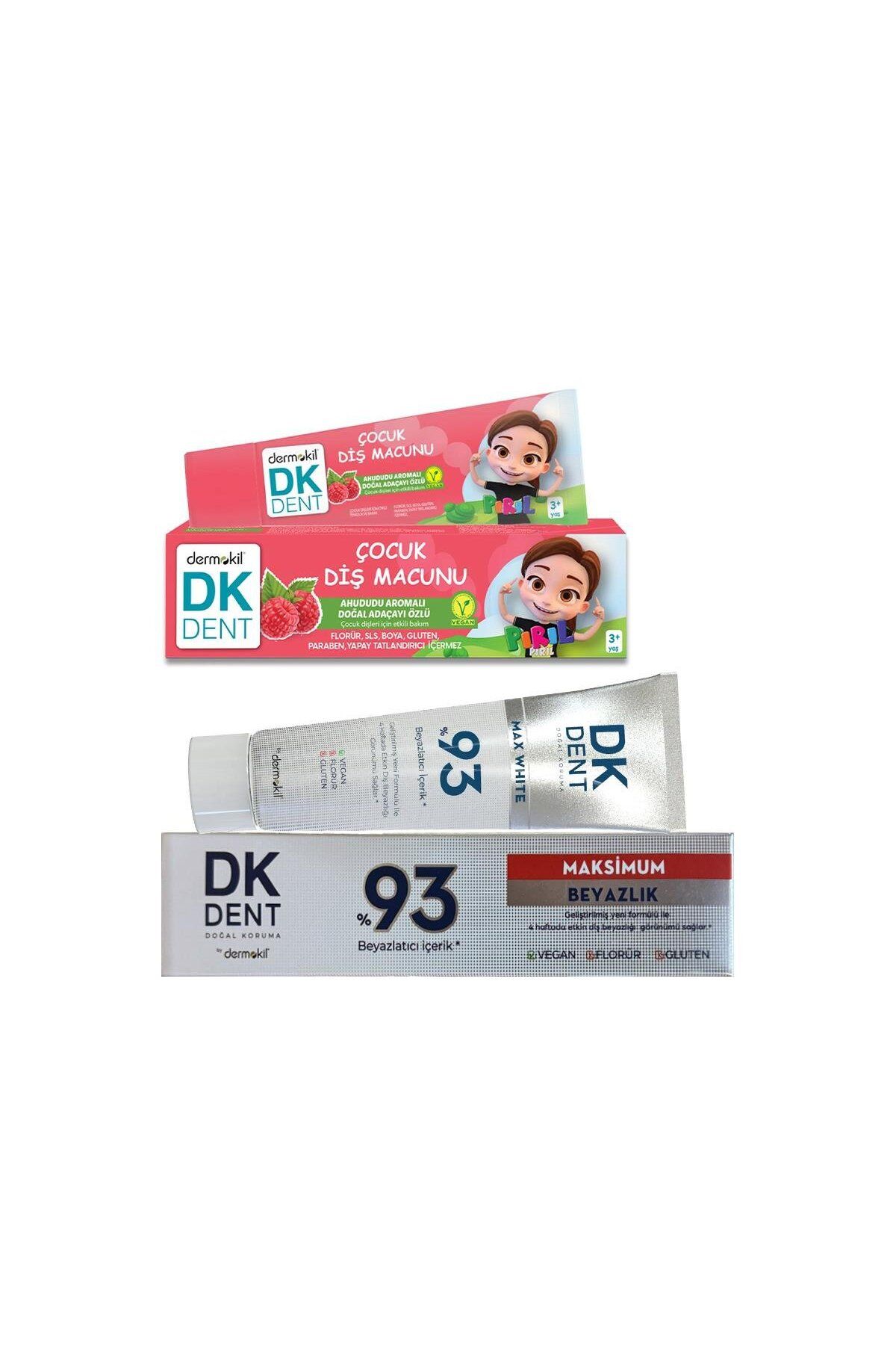 Dermokil Dk Dent %93 Max Beyazlık Ve Ahududu Aromalı Florürsüz Diş Macunu 50ml 75ml Set