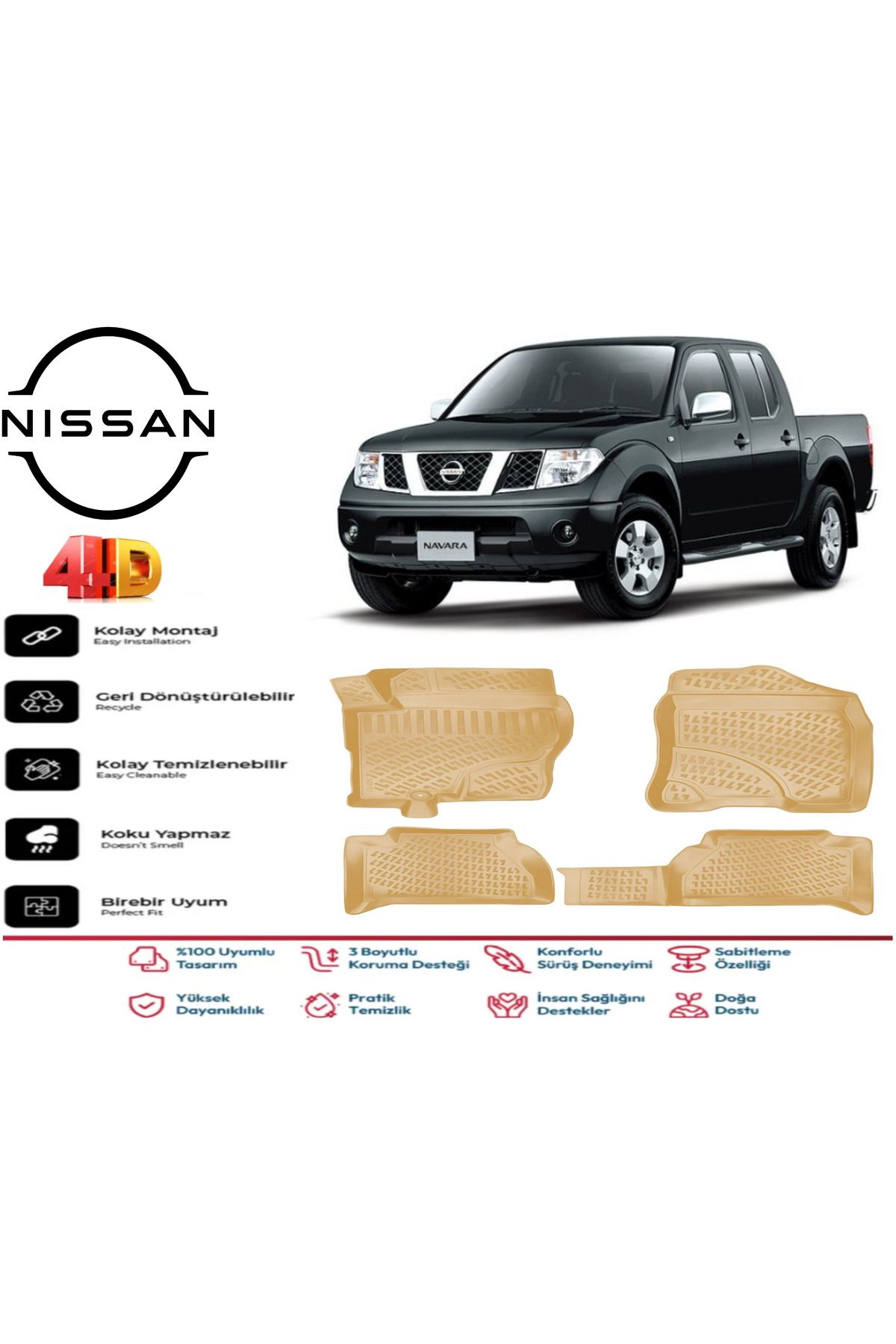 ko kaliteoto Nissan Navara 2010 Model Uyumlu Bej Paspas Takımı