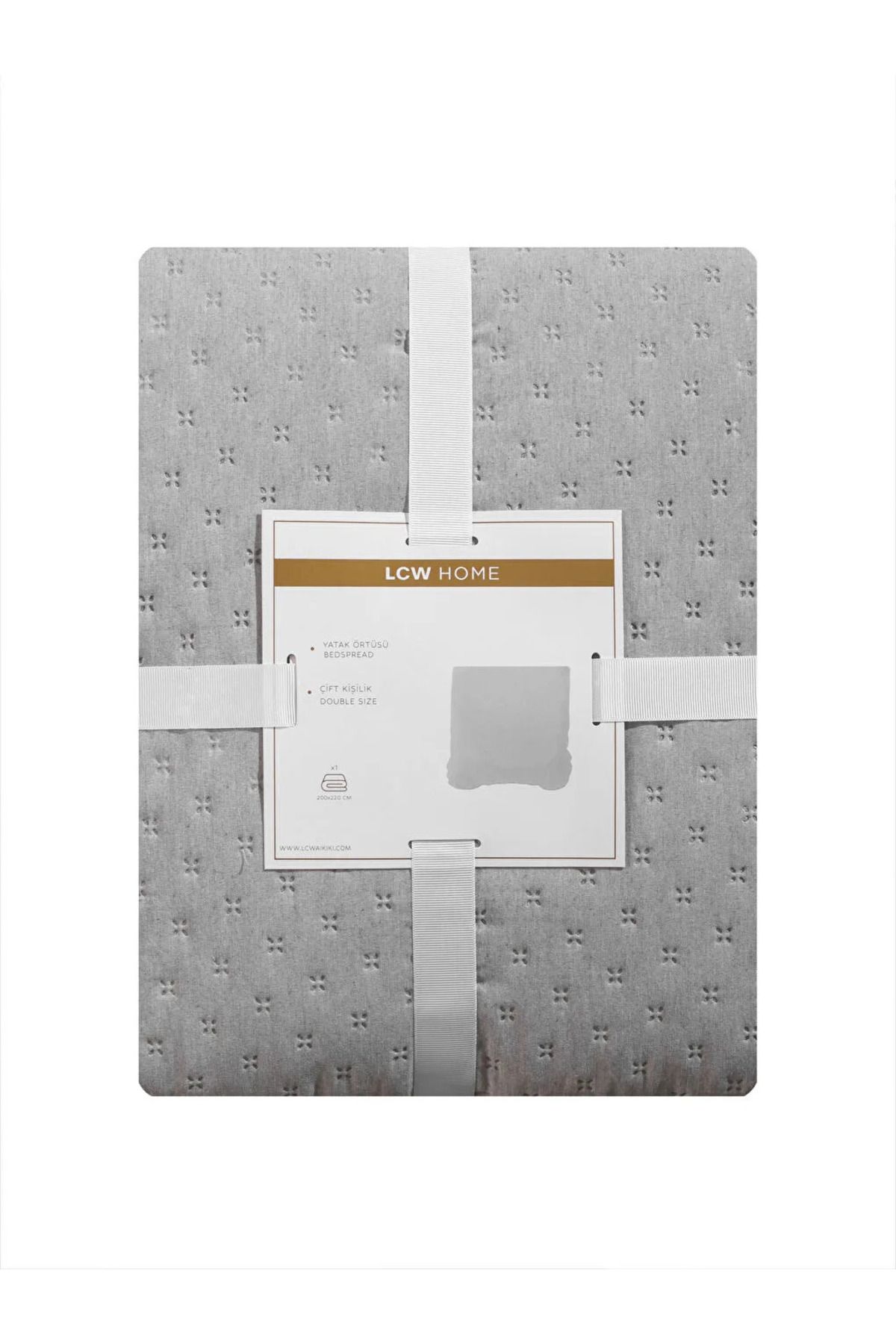 LC Waikiki-Lcw Home Gray Bud Patterned Double Bedspread 200X220 cm 4