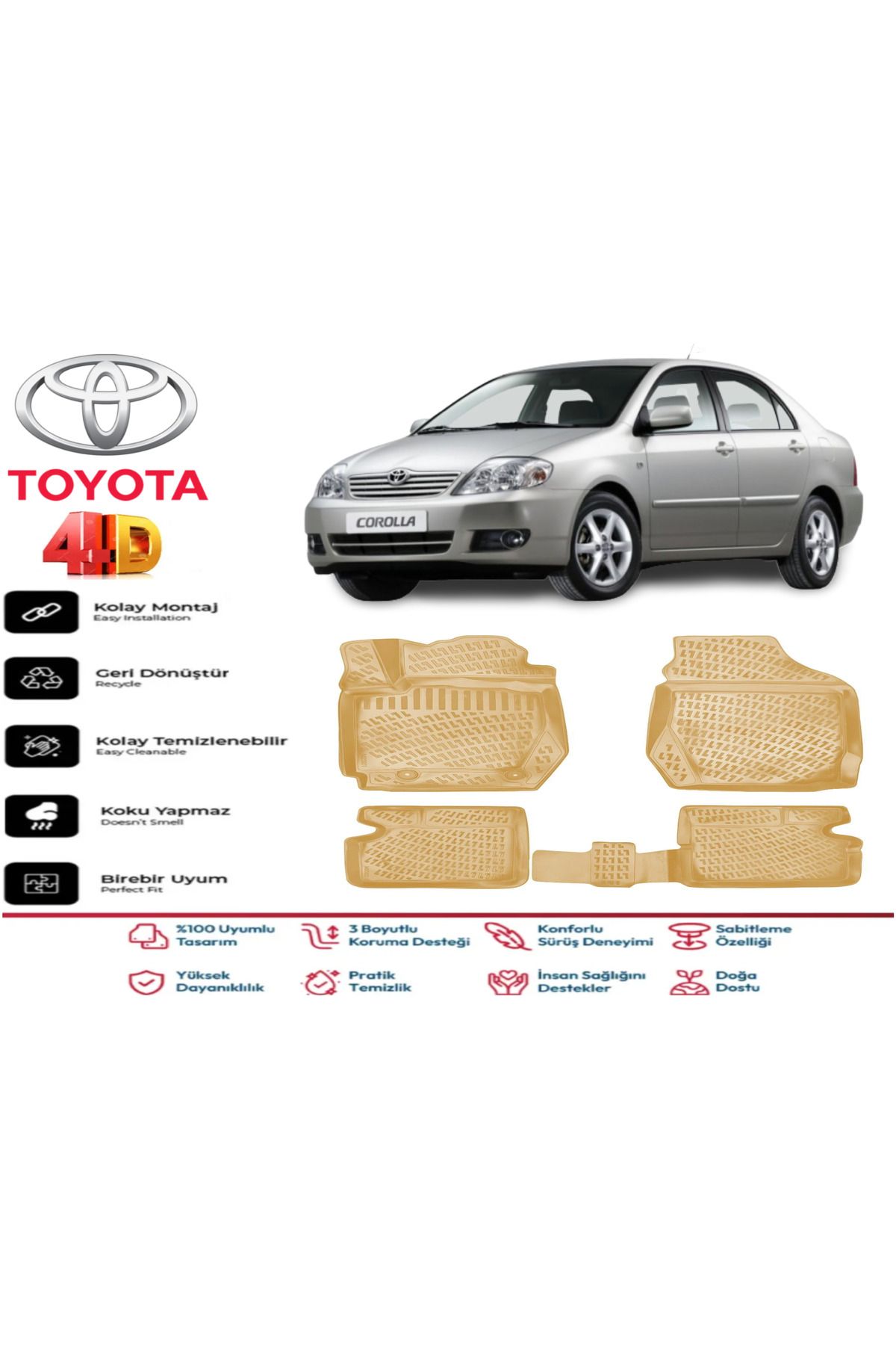 ko kaliteoto Toyota Corolla 2006 Model Uyumlu Bej Paspas Takımı