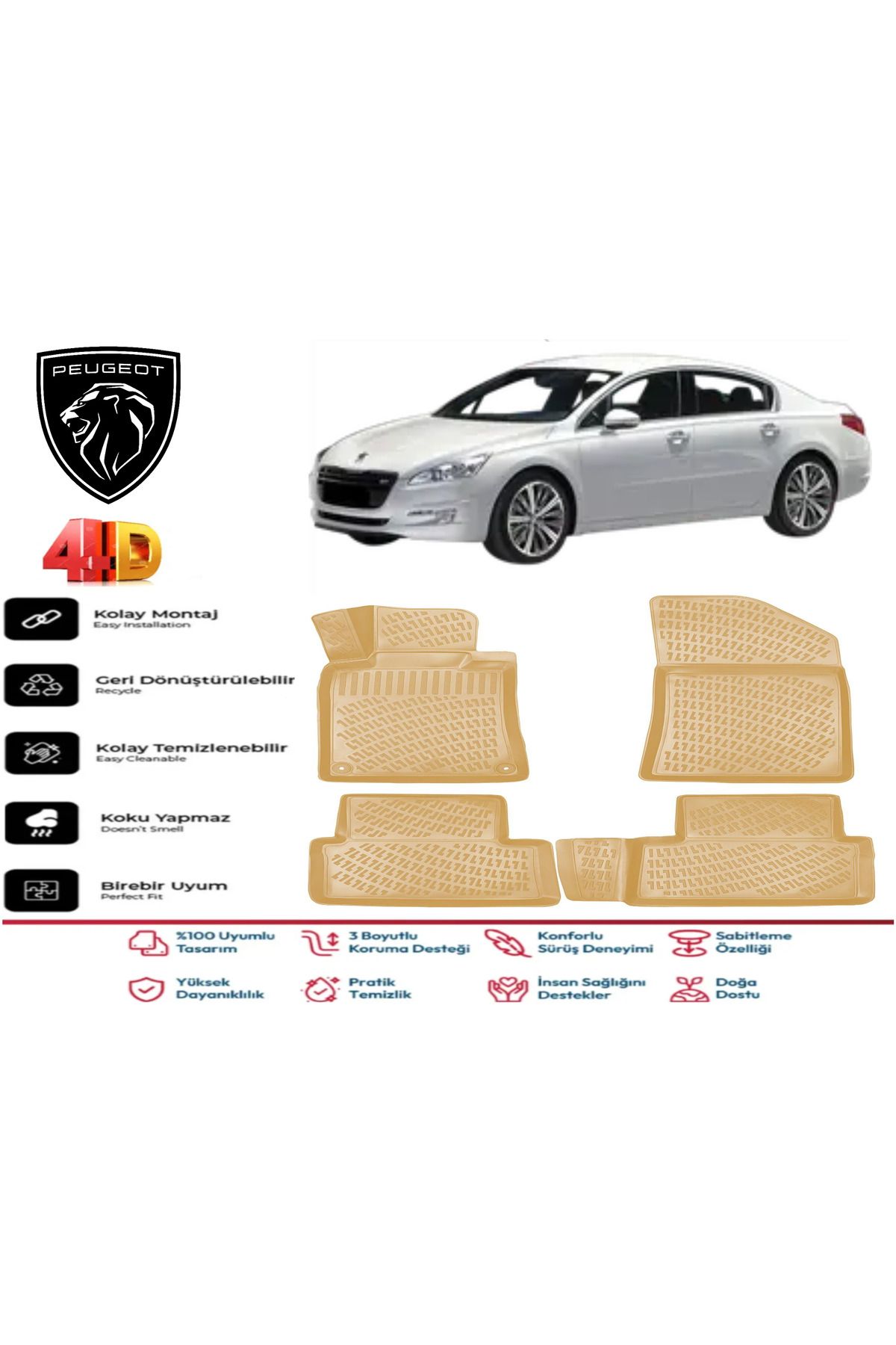 ko kaliteoto Peugeot 508 2010 Model Uyumlu Bej Paspas Takımı