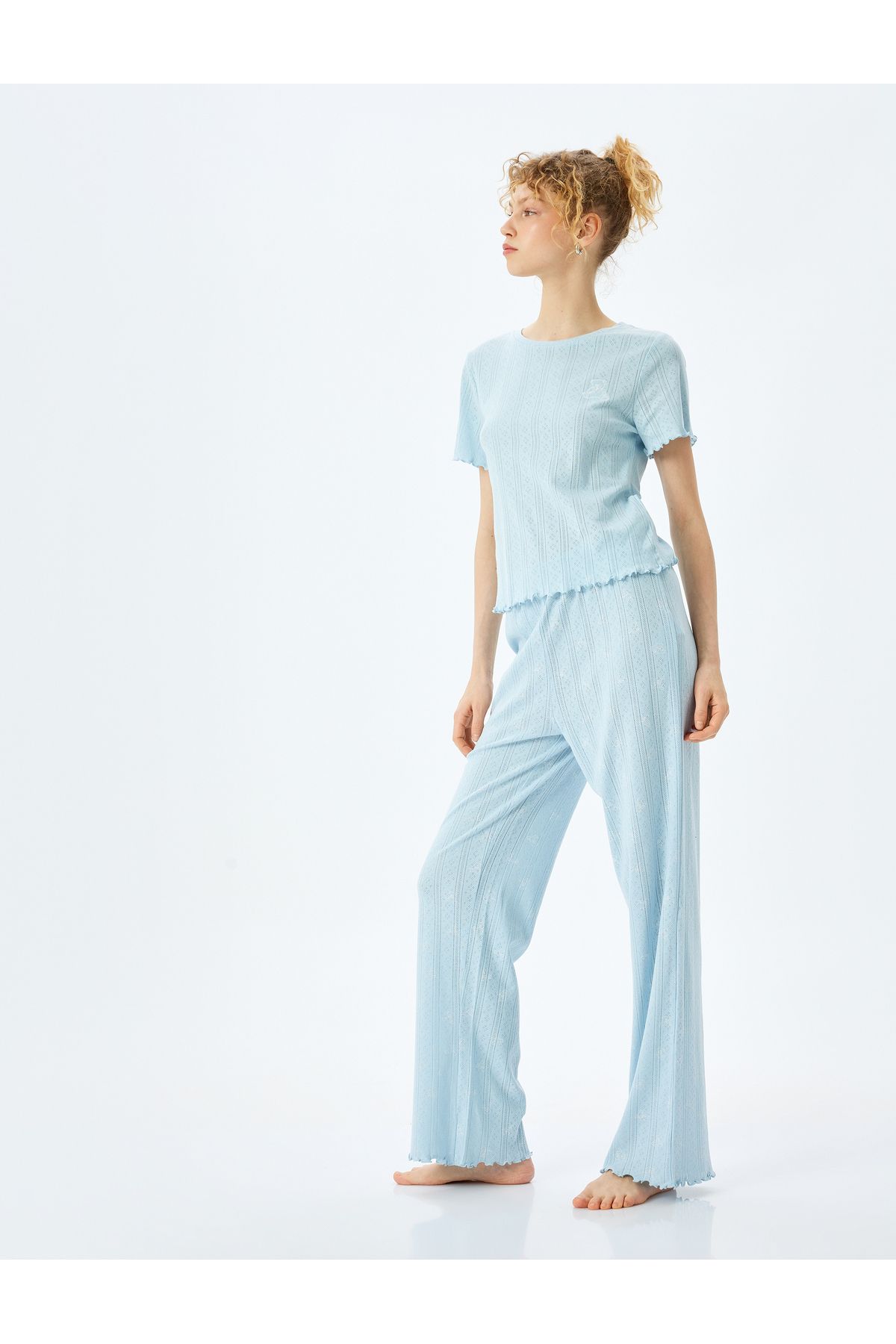 Koton Yeni Sezon Pamuklu Kısa Kollu Ayıcık İşleme Detaylı Pijama Takımı