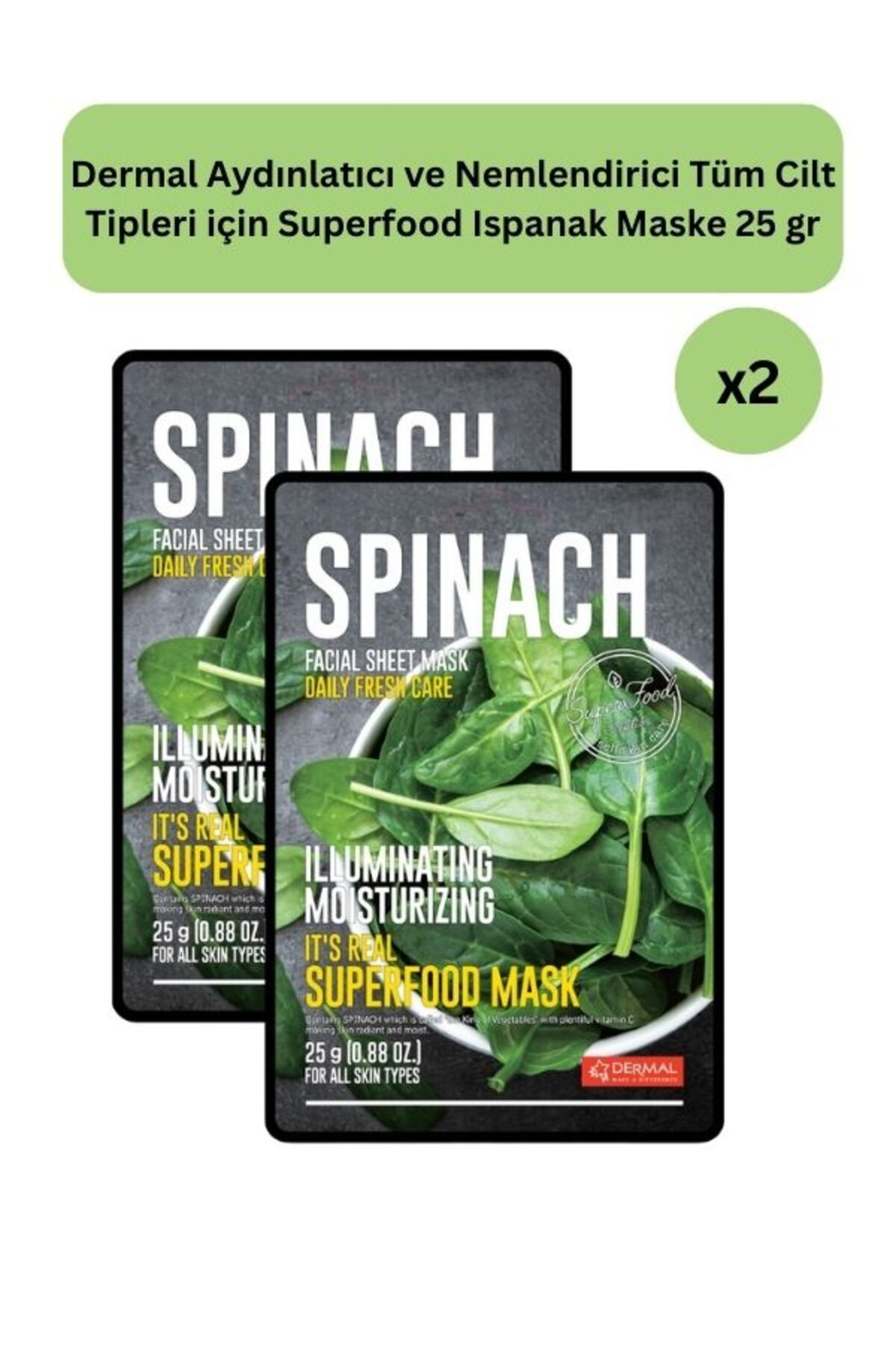 Dermal-Superfood Spinat Mask - Aufhellend Und Feuchtigkeitsspendend, 25 Gr 2er-set 1
