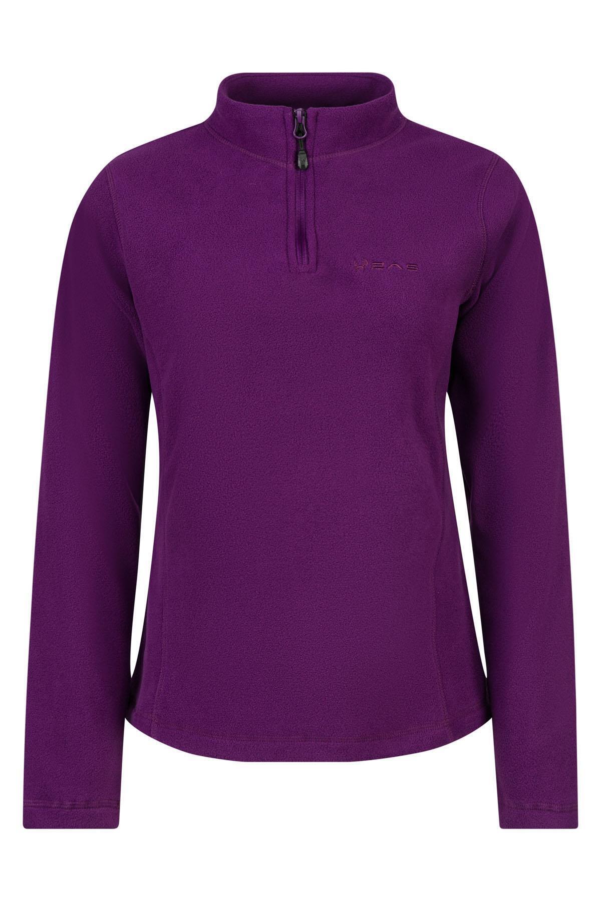 2AS Camila Kadın Yarım Fermuarlı İnce Polar Sweatshirt Mor