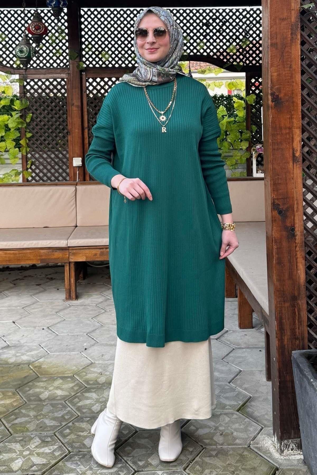 Rabia Şamlı-Emerald Dora Knitwear Tunic 4