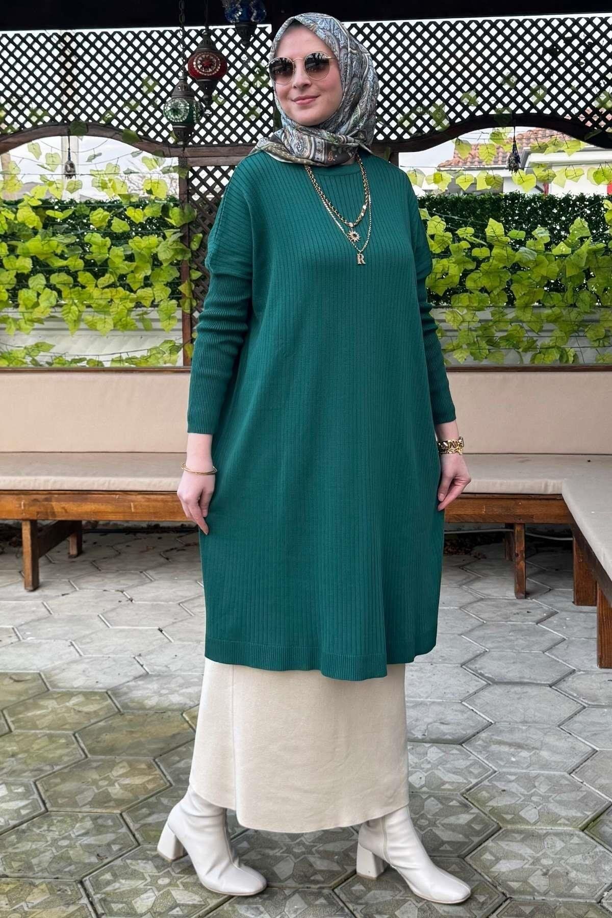 Rabia Şamlı-Emerald Dora Knitwear Tunic 5