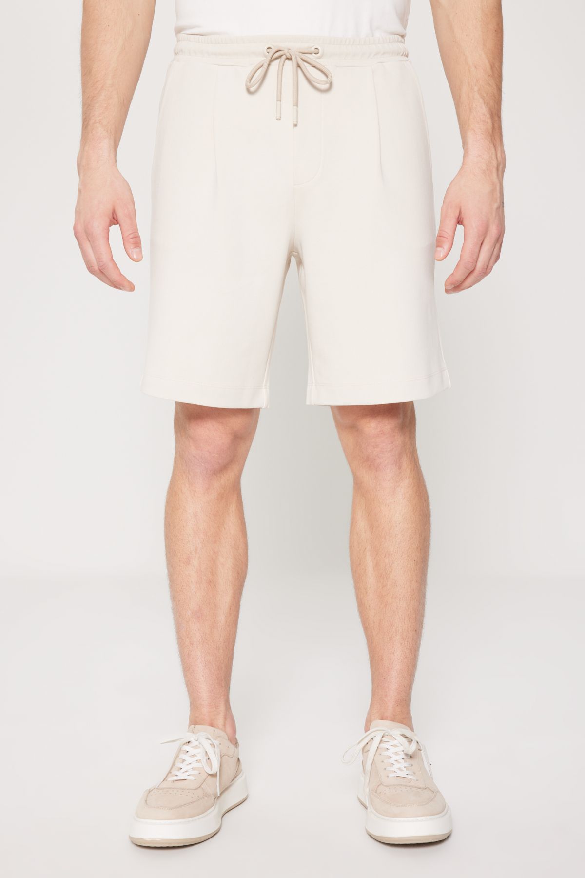 ALTINYILDIZ CLASSICS-Men's Beige Slim Fit Slim Fit Cotton Side Pocket Knitted Shorts 2