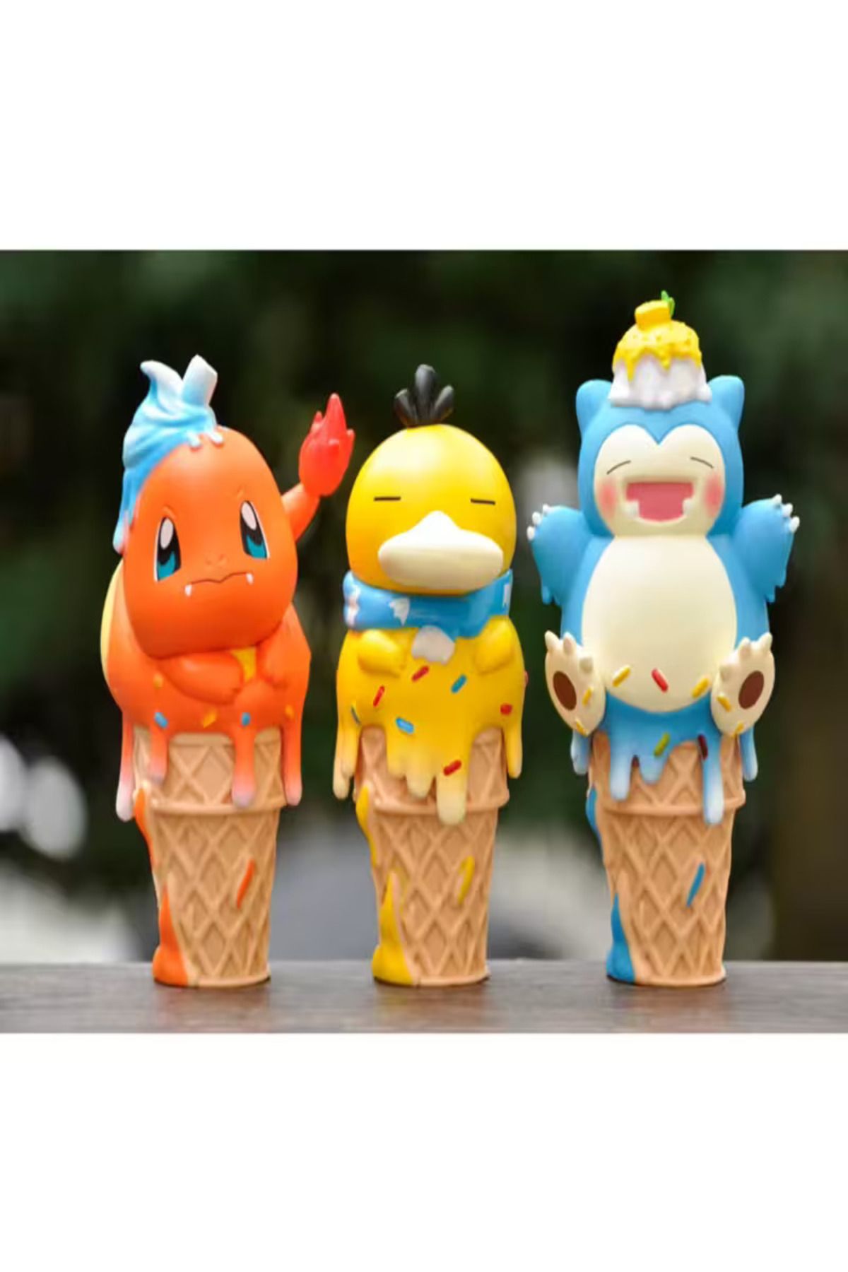 BMCRAFT Pokemon Mini Erimiş Şekil Dondurma Charmander Pikachu Squirtle Psyduck Snorlax Gengar Figür (8-10cm)