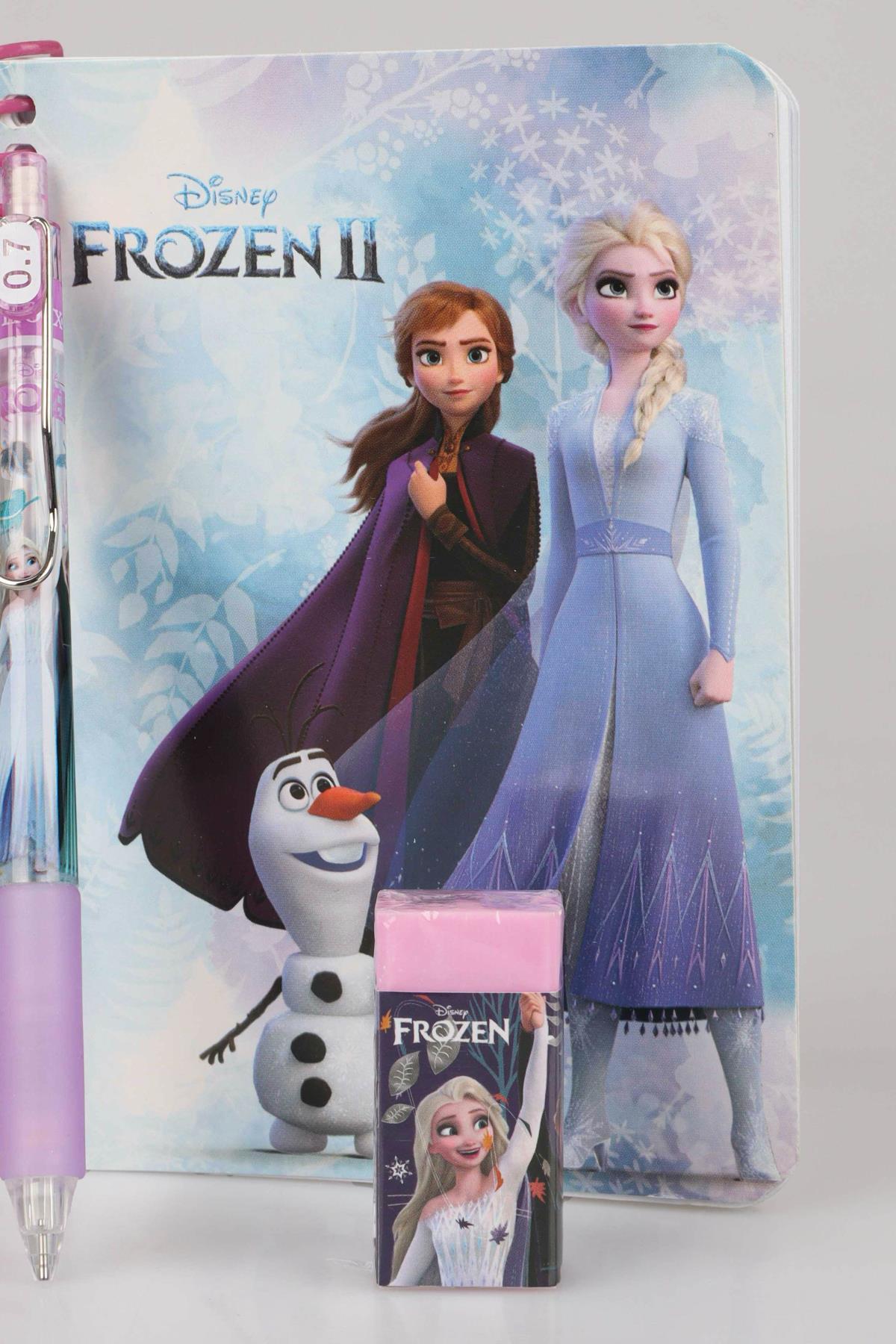DEKOMUS LİSANSLI ELSA FROZEN ÇİZGİLİ BLOKNOT , VERSATİL UÇLU KALEM