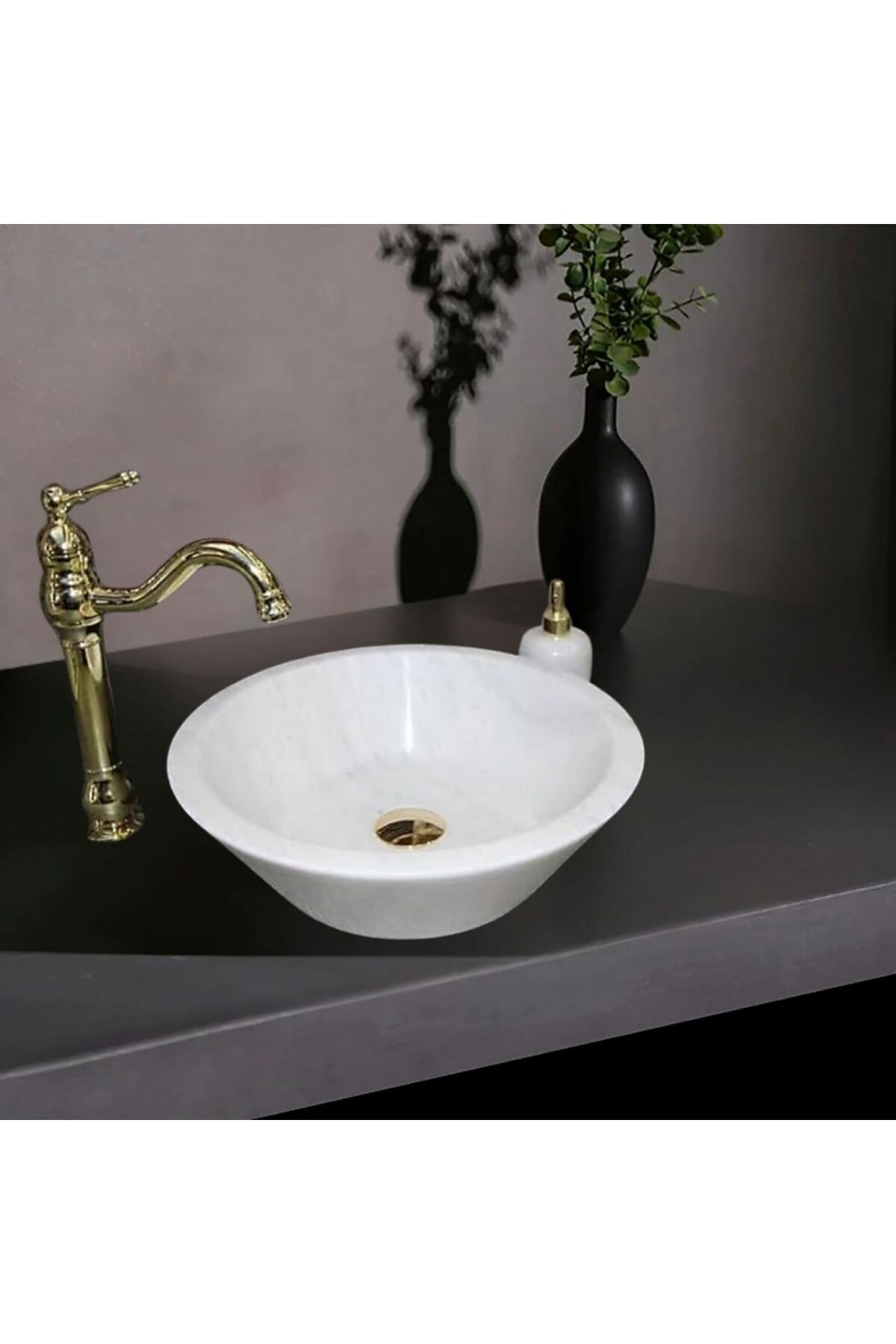 entrend11 Ezgi Beyaz Mermer V Model Lavabo-129