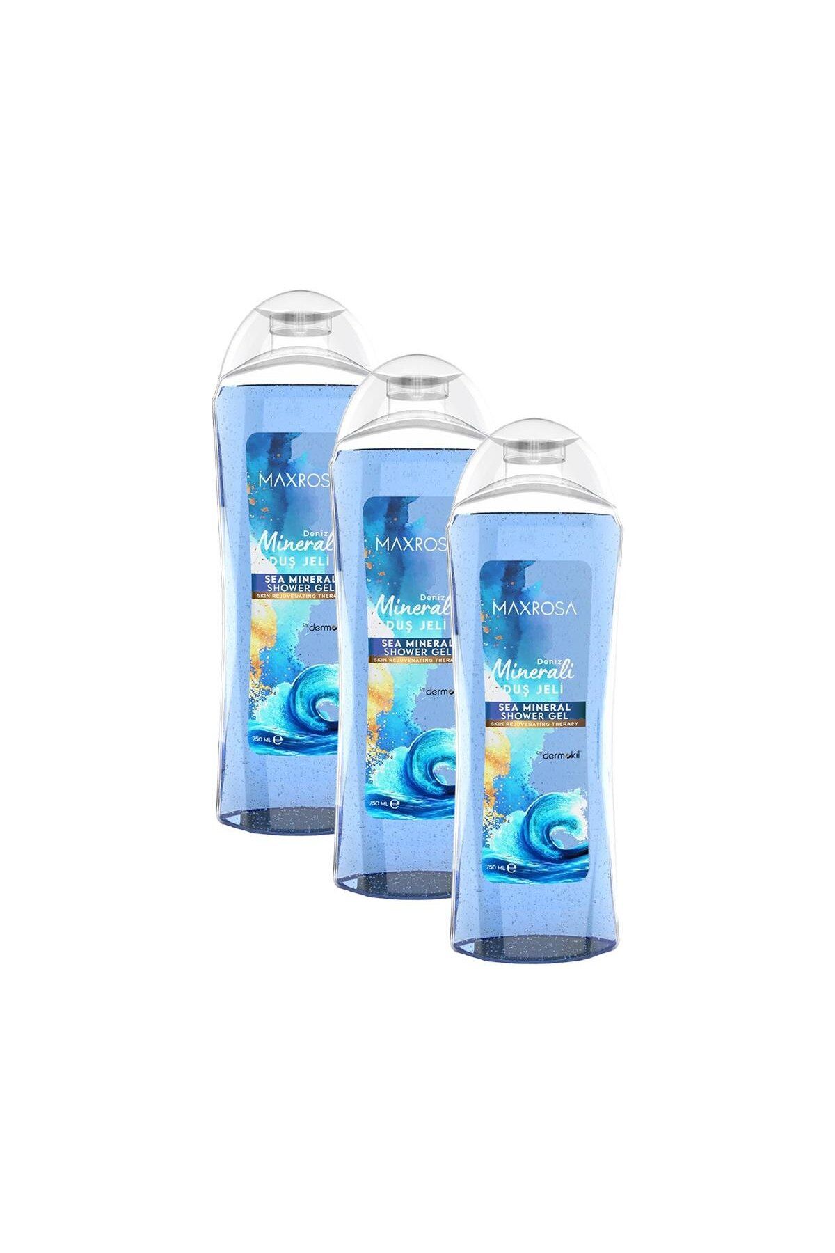 Dermokil Maxrosa Duş Jeli 750 ml Deniz Minerali. Üçlü Set