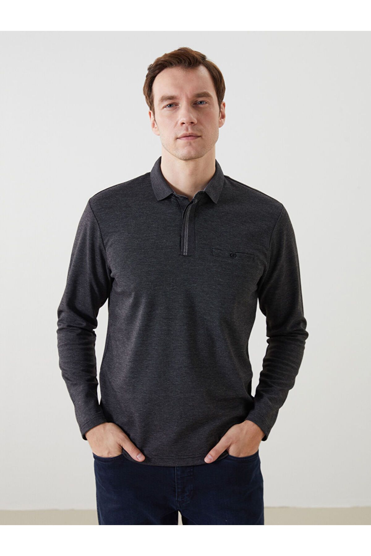 LC Waikiki Polo Yaka Uzun Kollu Erkek Sweatshirt