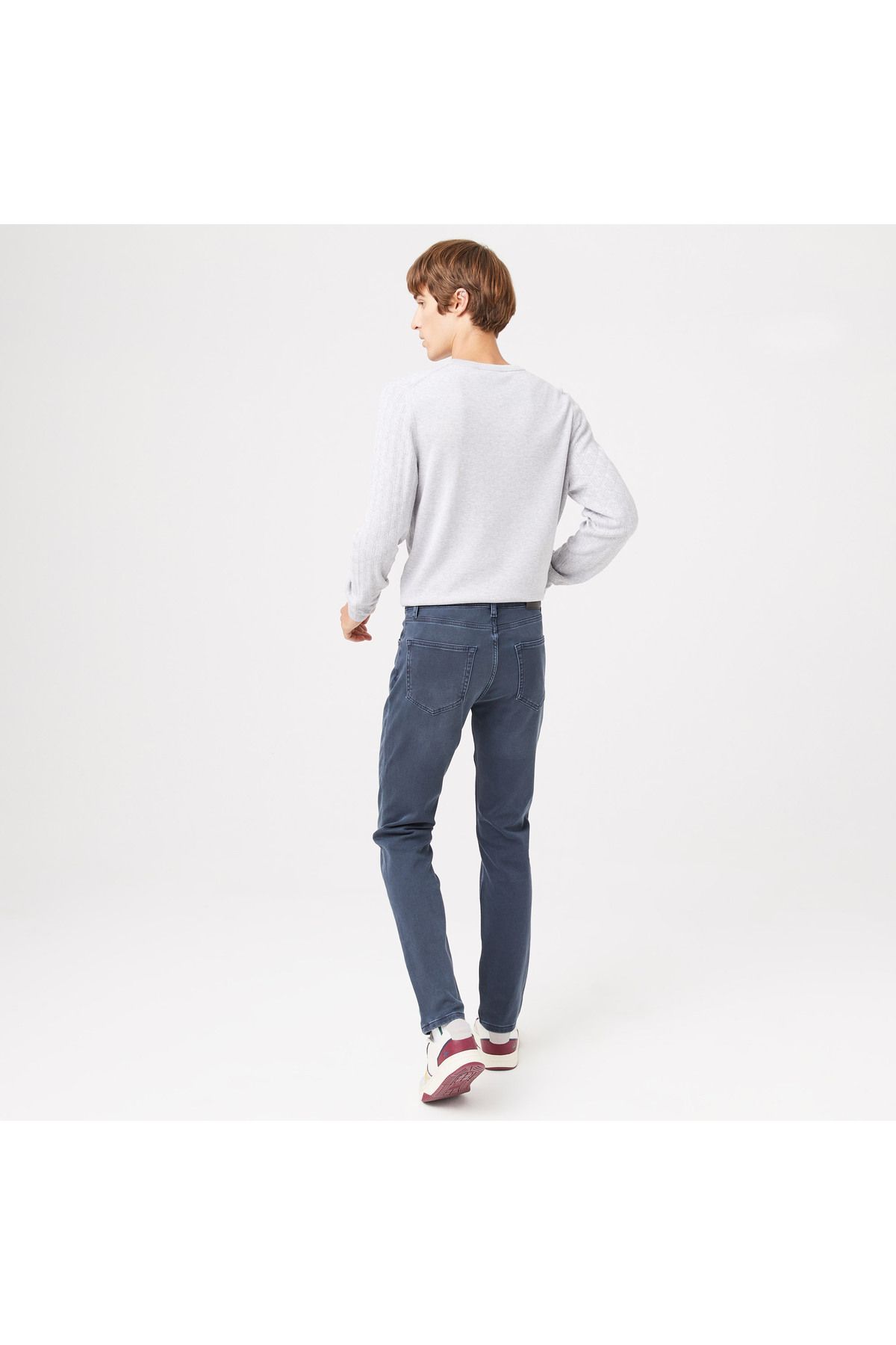 شلوار خاکستری مردانه جین باریک و مدل تیره Lacoste