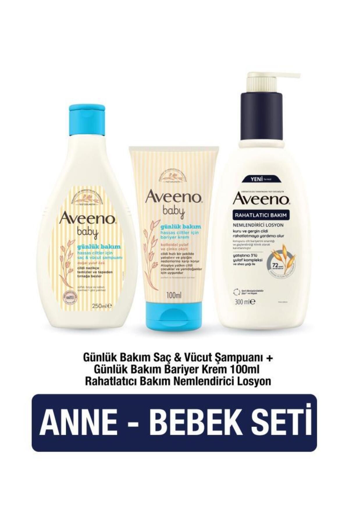 AVEENO Rahatlatıcı Bakım Losyon + Aveeno Baby Şampuan + Bariyer Krem