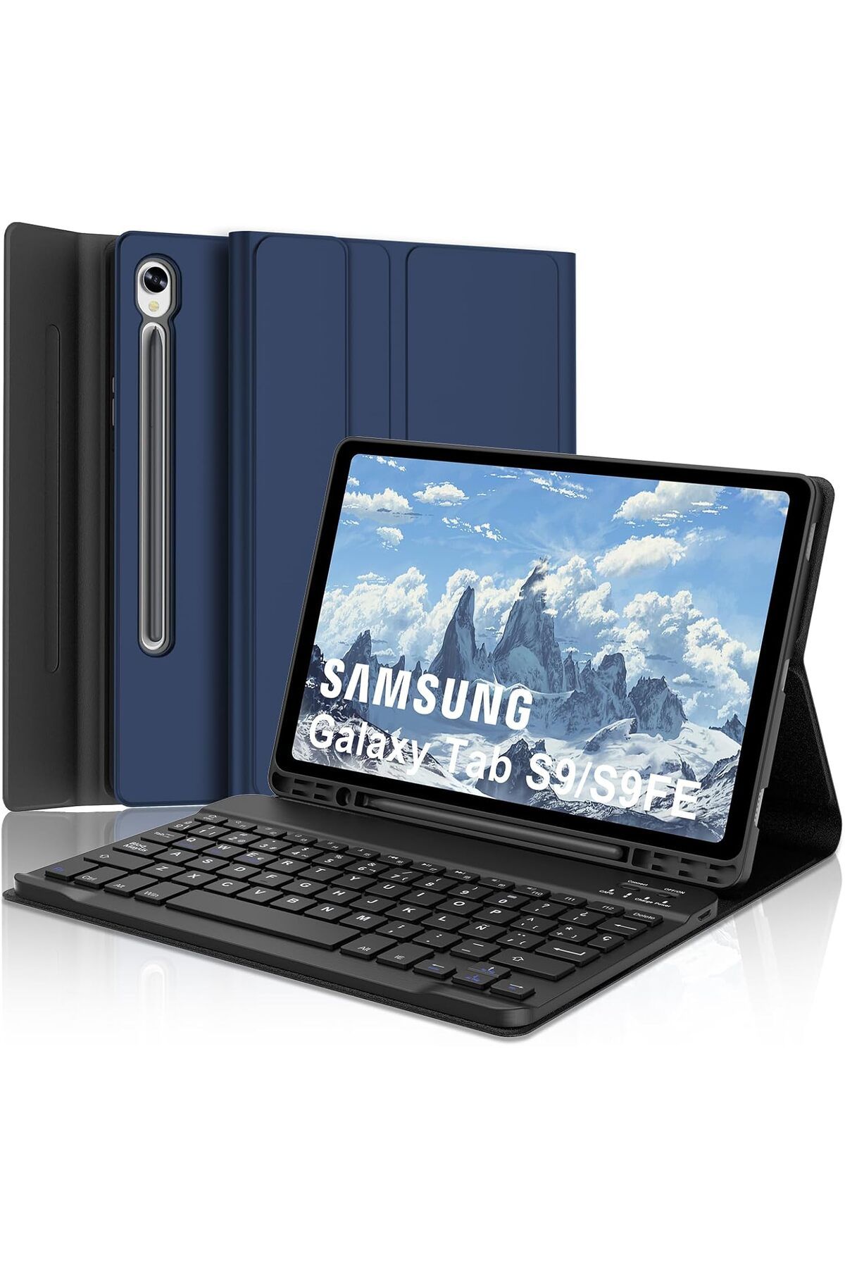 TEKNETSTORE Samsung Galaxy Tab S9 Fe 10.9" Q Türkçe Klavyeli Kılıf Kalem Bölmeli Bluetooth Özellikli Standlı