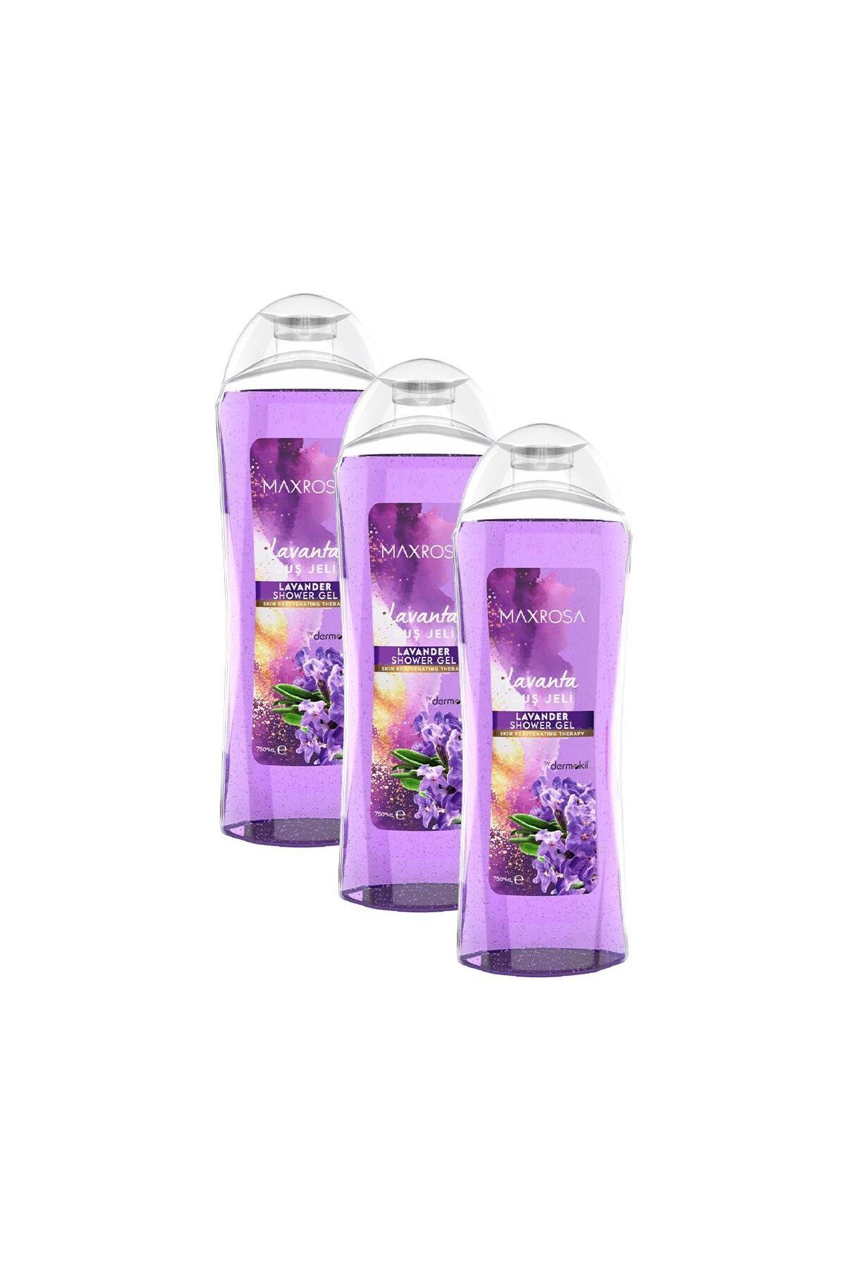 Dermokil Maxrosa Duş Jeli 750 ml Lavanta. Üçlü Set